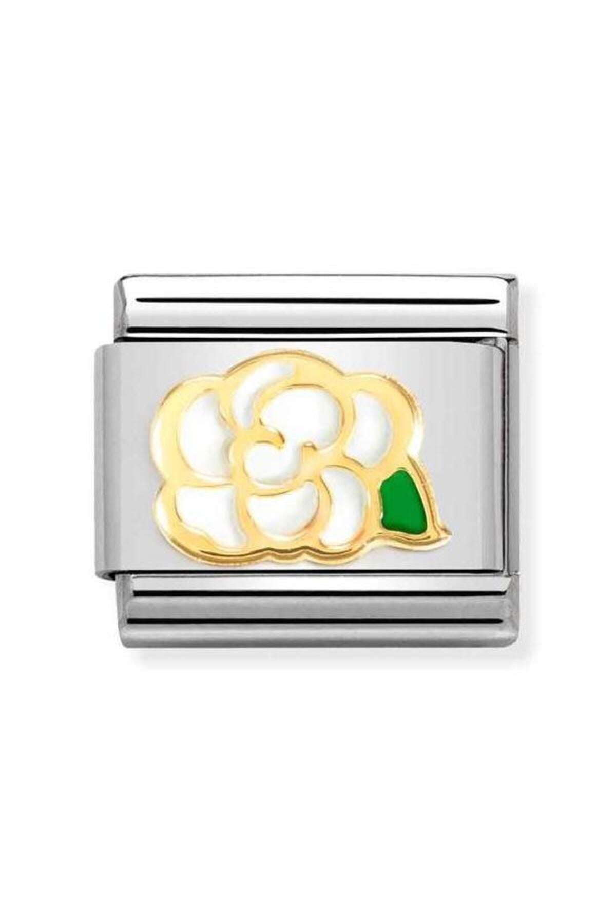 Composable Classic Dekoratif Link - Semboller - Beyaz Kamelya - 18K Altın
