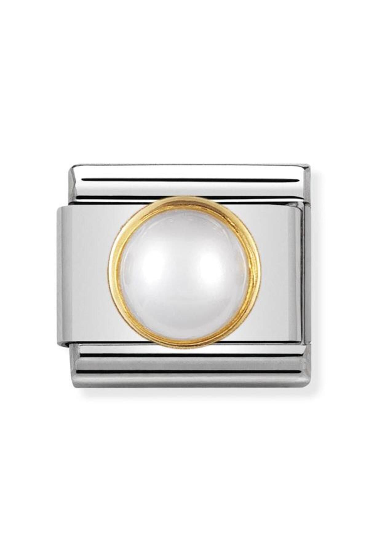 Composable Classic Round Stones In Stainless Steel With 18k Gold (13_whıte Pearl)
