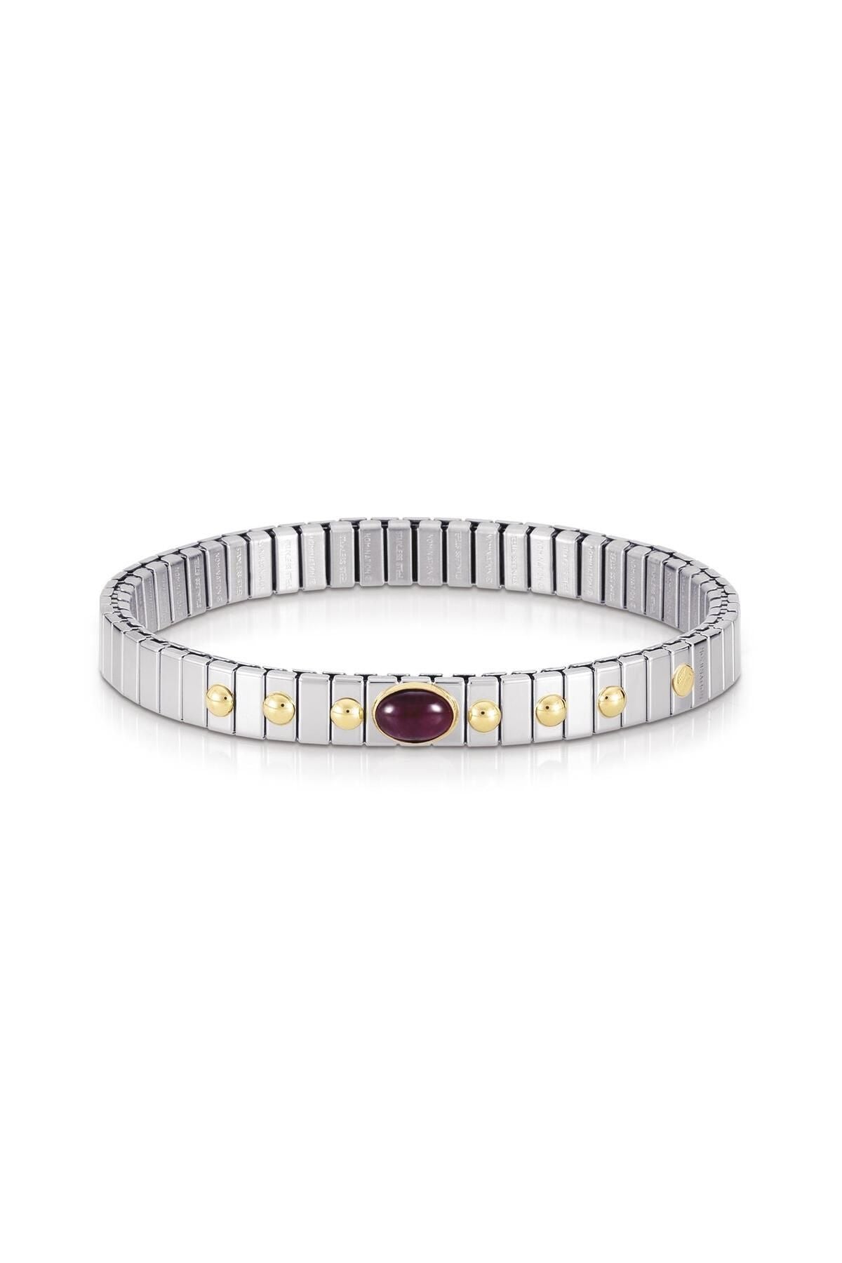 Extensıon Bracelet (s) In Stainless Steel With 18k Gold And 1precious Stone (010_ruby)