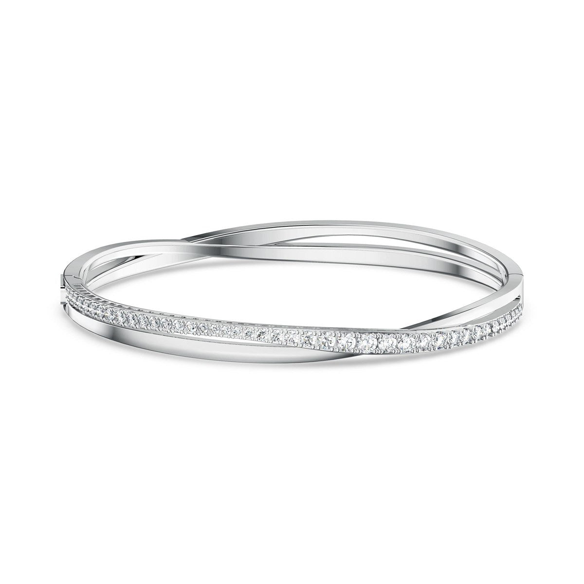 Twist Rows Bileklik, Beyaz, Rodyum Kaplama, S, 5572725