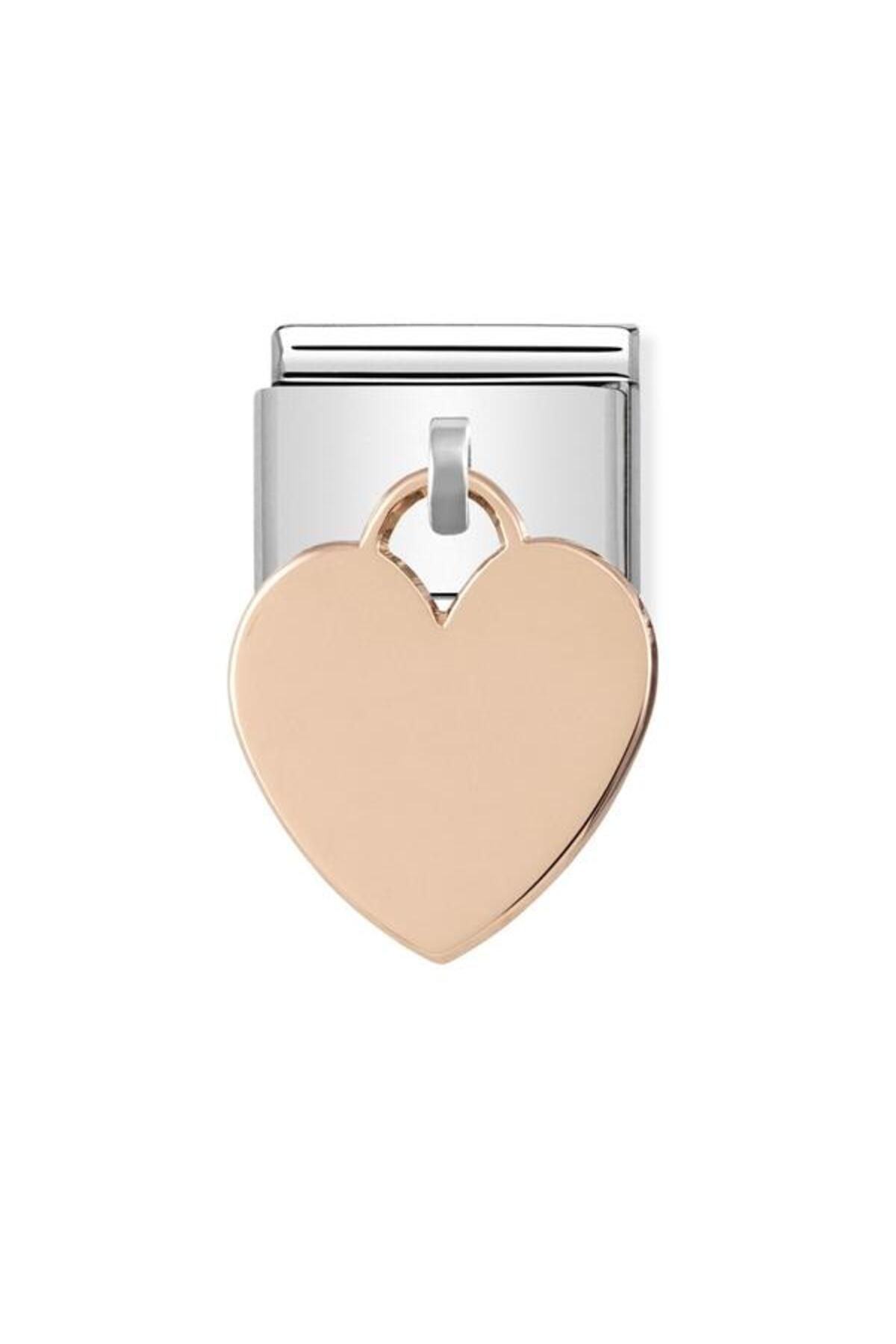 Classic Dekoratif Charm - Charm Plakalar - Kalp -  9K Rose Altın