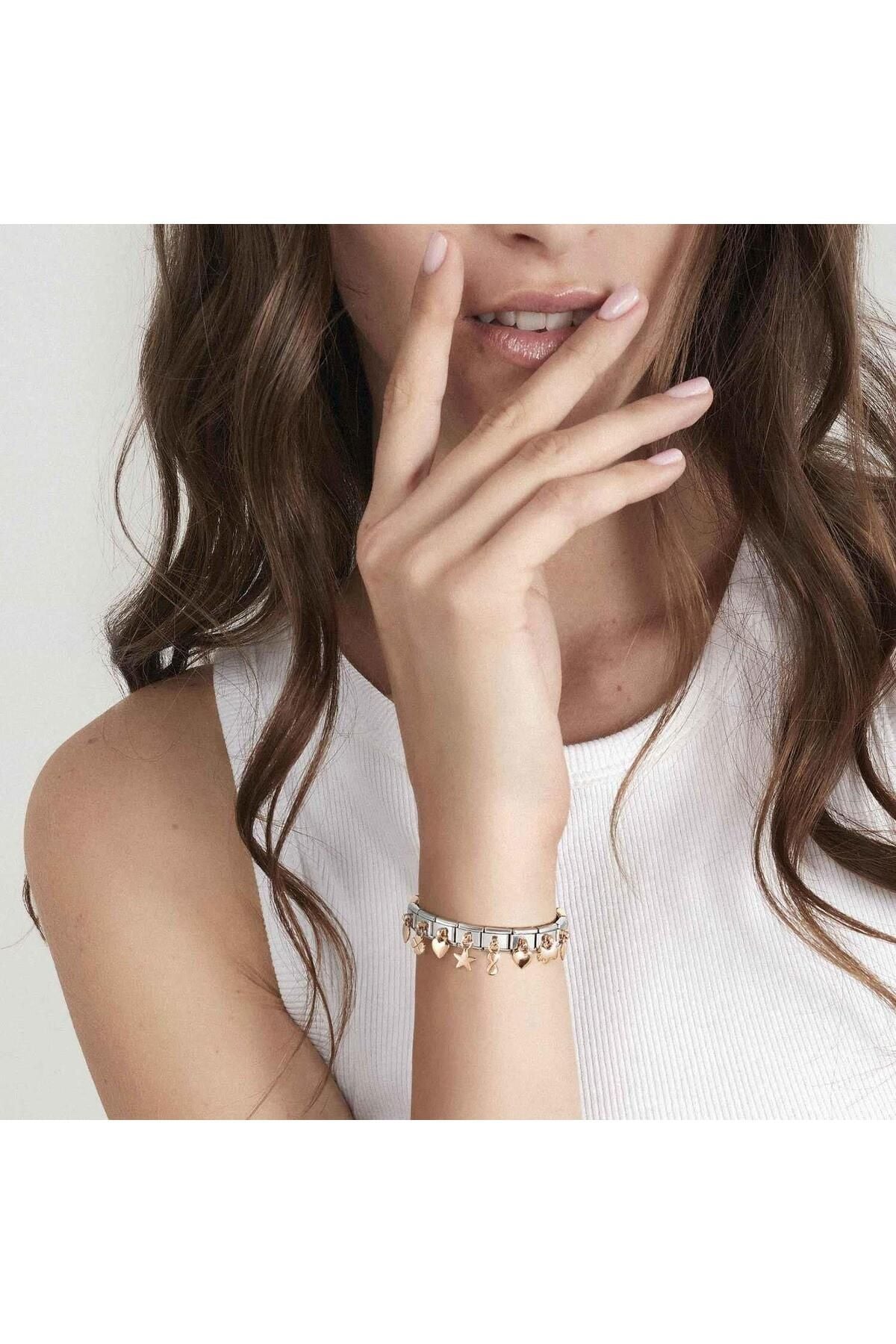 Classic Dekoratif Charm - Charm Plakalar - Kalp Aile -  9K Rose Altın