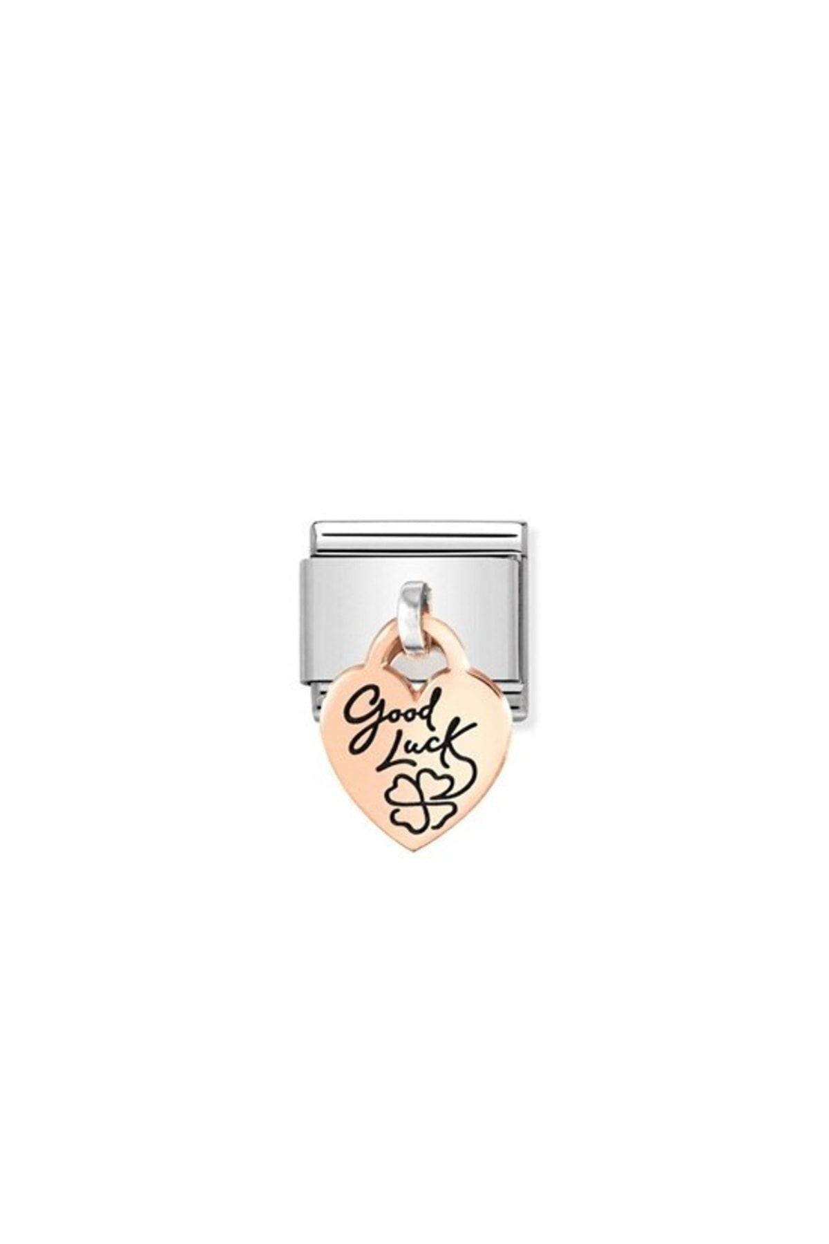 Classic Dekoratif Charm - Charm Plakalar - Kalp İyi Şanslar -  9K Rose Altın