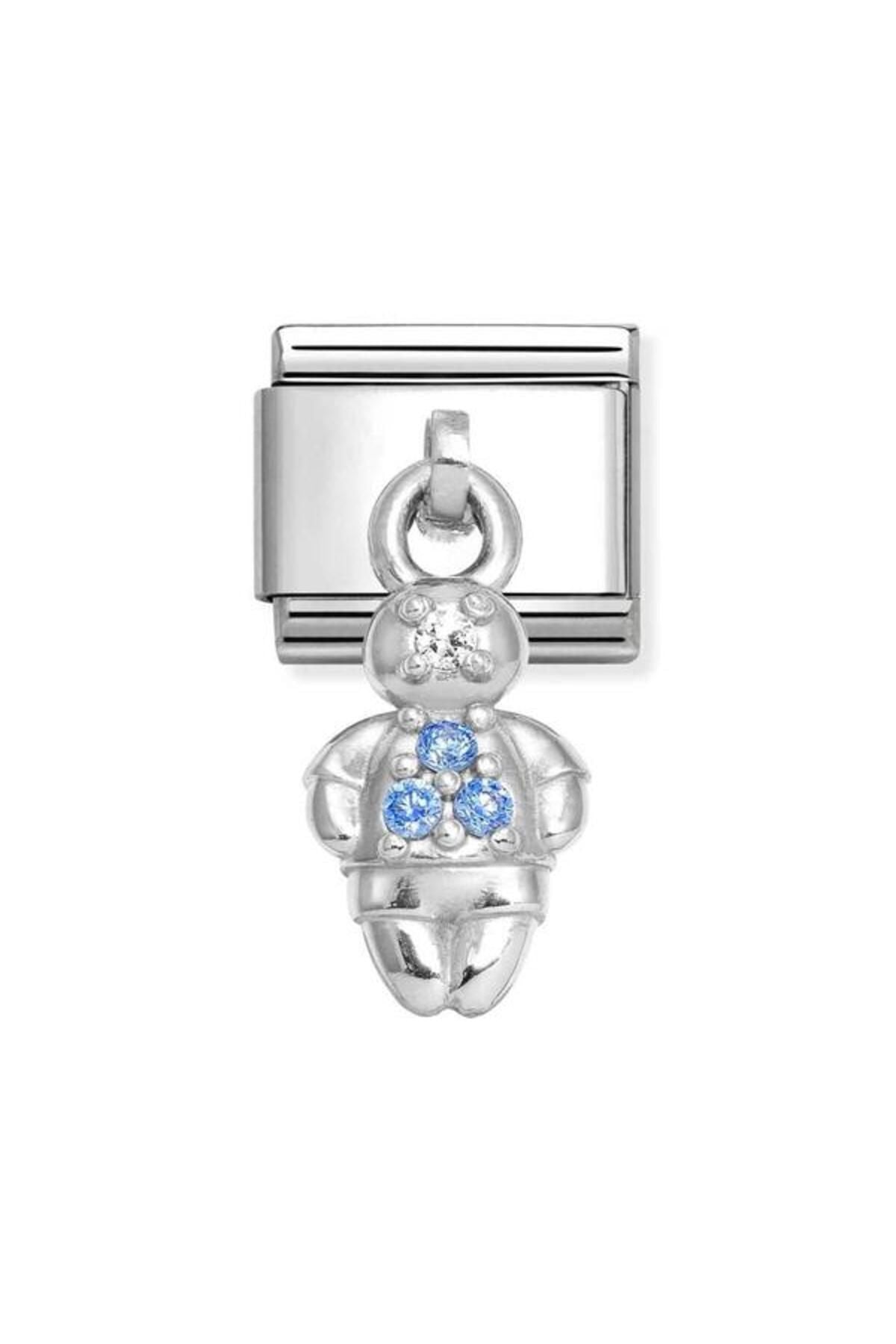 Classic Dekoratif Charm - Charm Semboller - Mavi çocuk -  925 Gümüş