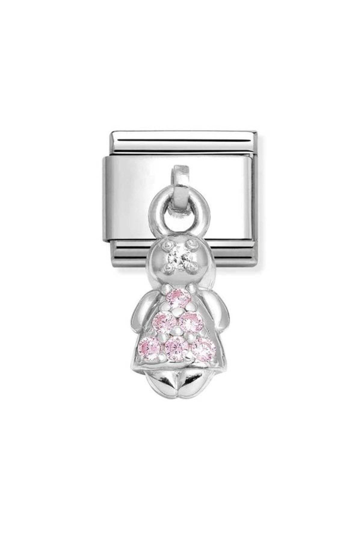Classic Dekoratif Charm - Charm Semboller - Pembe kız -  925 Gümüş