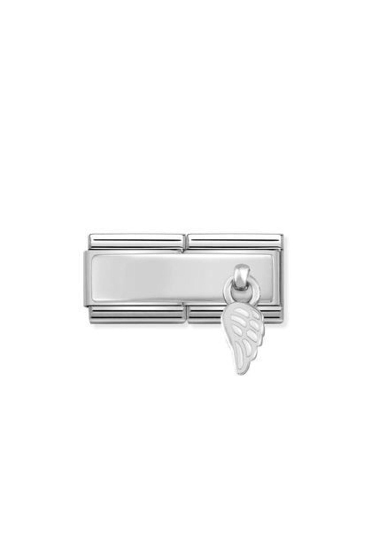 Classic Dekoratif Charm - İkili Charm - Beyaz kanat -  925 Gümüş