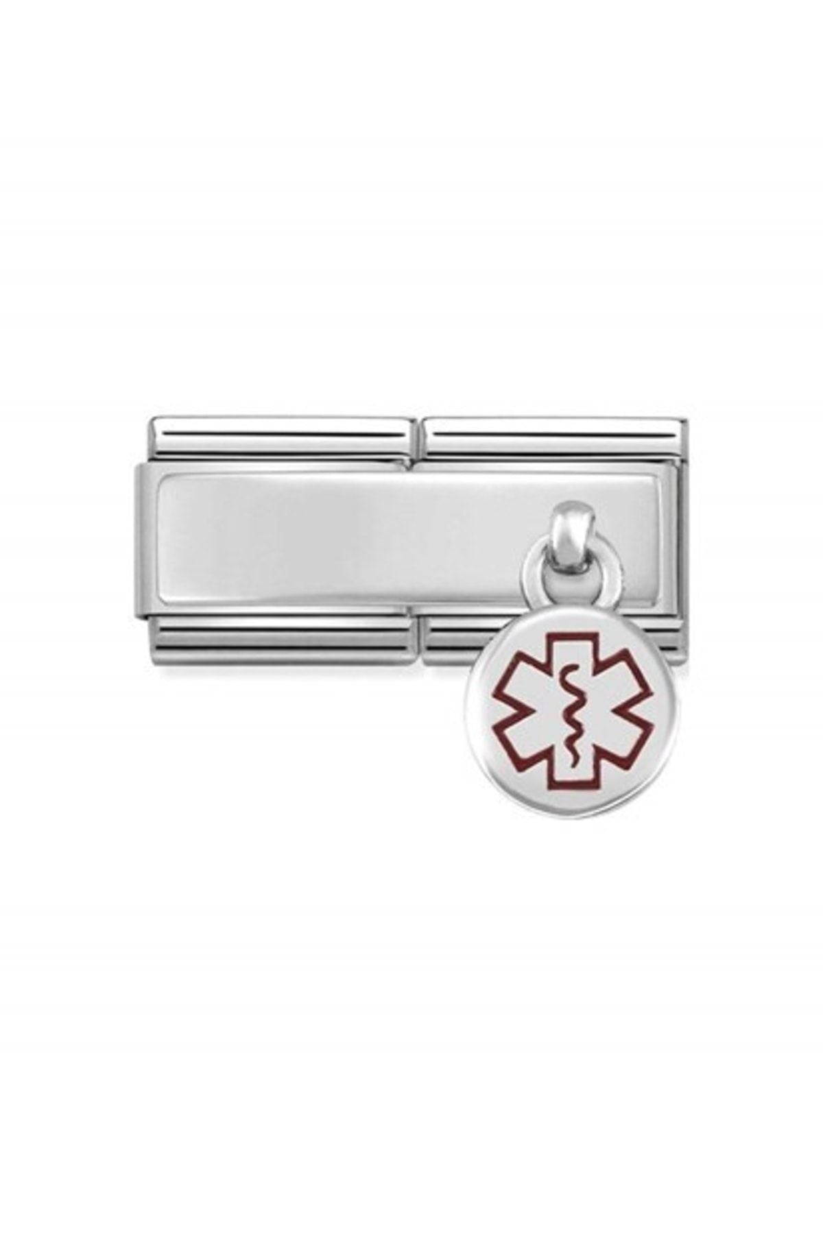 Classic Dekoratif Charm - İkili Charm - Tıbbi etiket -  925 Gümüş
