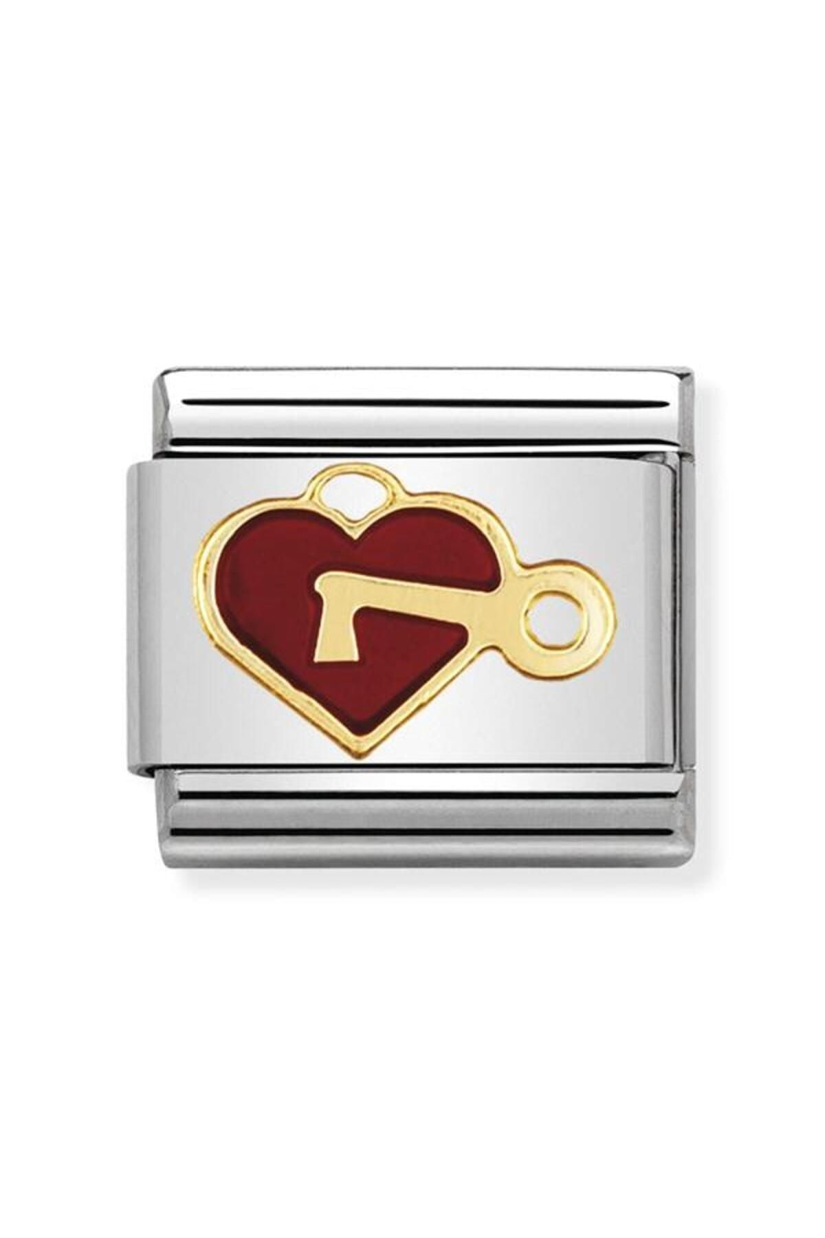 Classic Dekoratif Link - Aşk - Anahtarlı Kalp - (47 Heart with key) 18K Altın