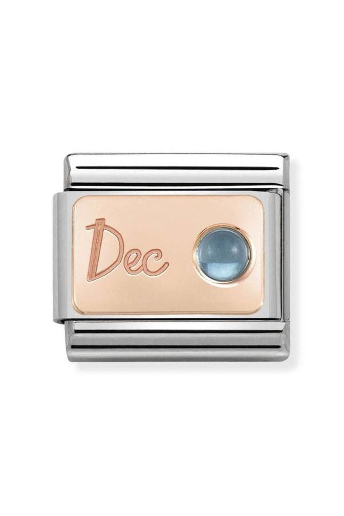 Classic Dekoratif Link - Ay Taşları - Aralık topaz -  9K Rose Altın