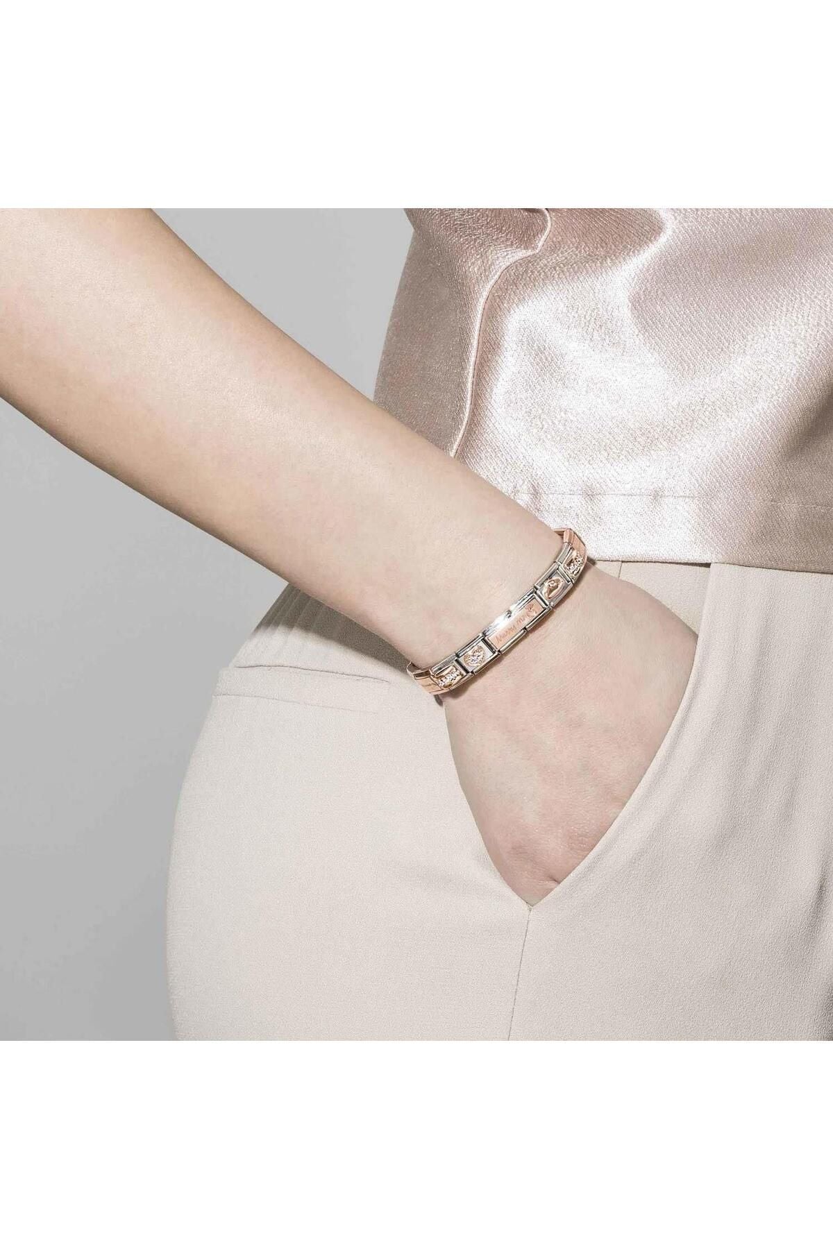 Classic Dekoratif Link - Ay Taşları - Ocak Garnet -  9K Rose Altın