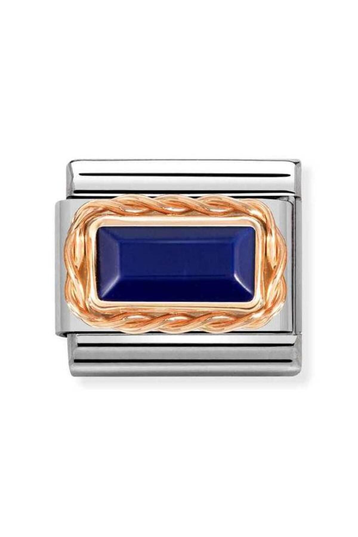 Classic Dekoratif Link - Baget Taş - Lapis - (09 LAPIS) 9K Rose Altın