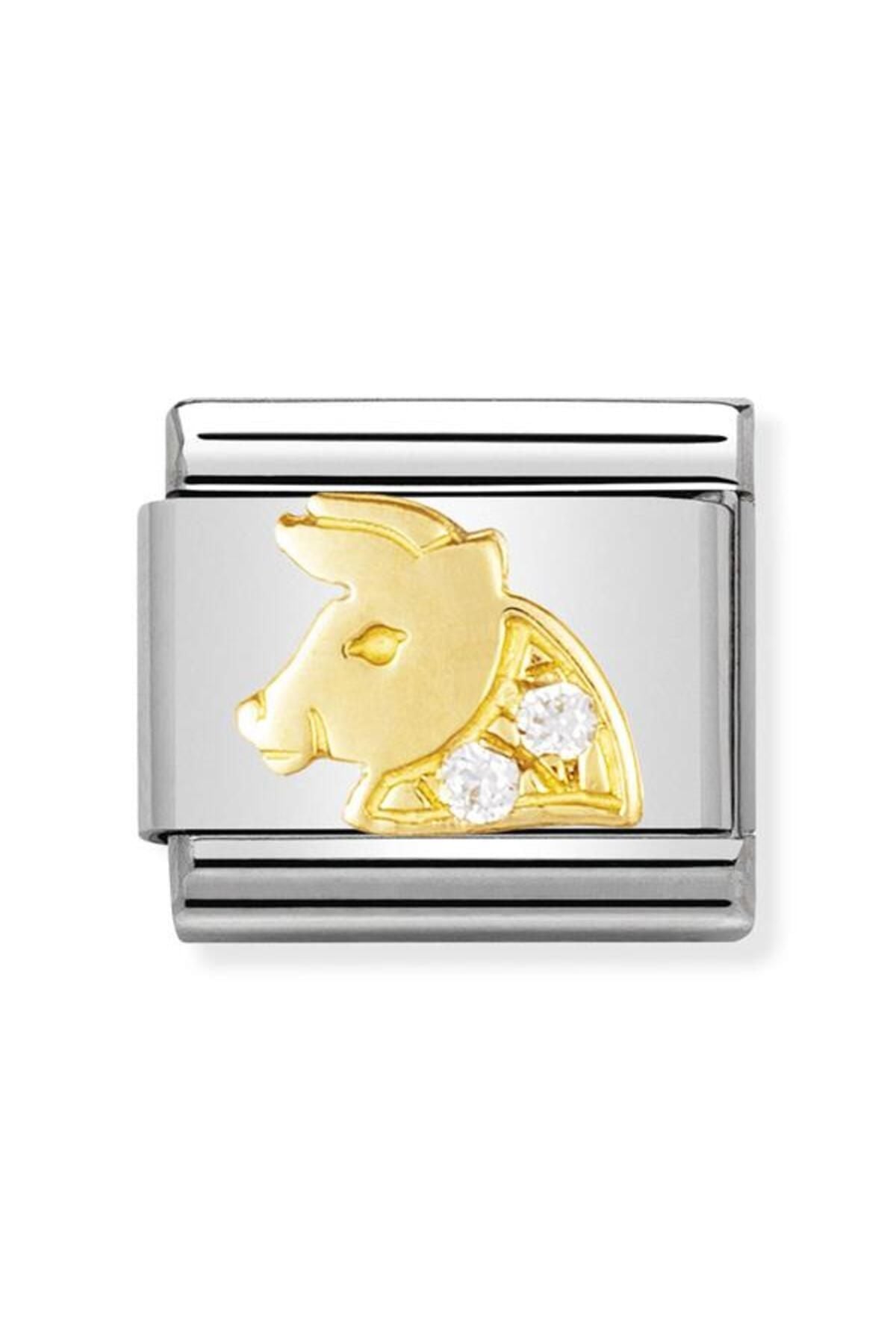 Classic Dekoratif Link - Burçlar CZ - Boğa burcu - (02 Taurus) 18K Altın Zirkon