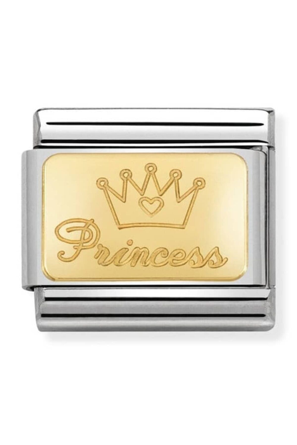 Classic Dekoratif Link - Gravür - Prenses - (47 Princess) 18K Altın