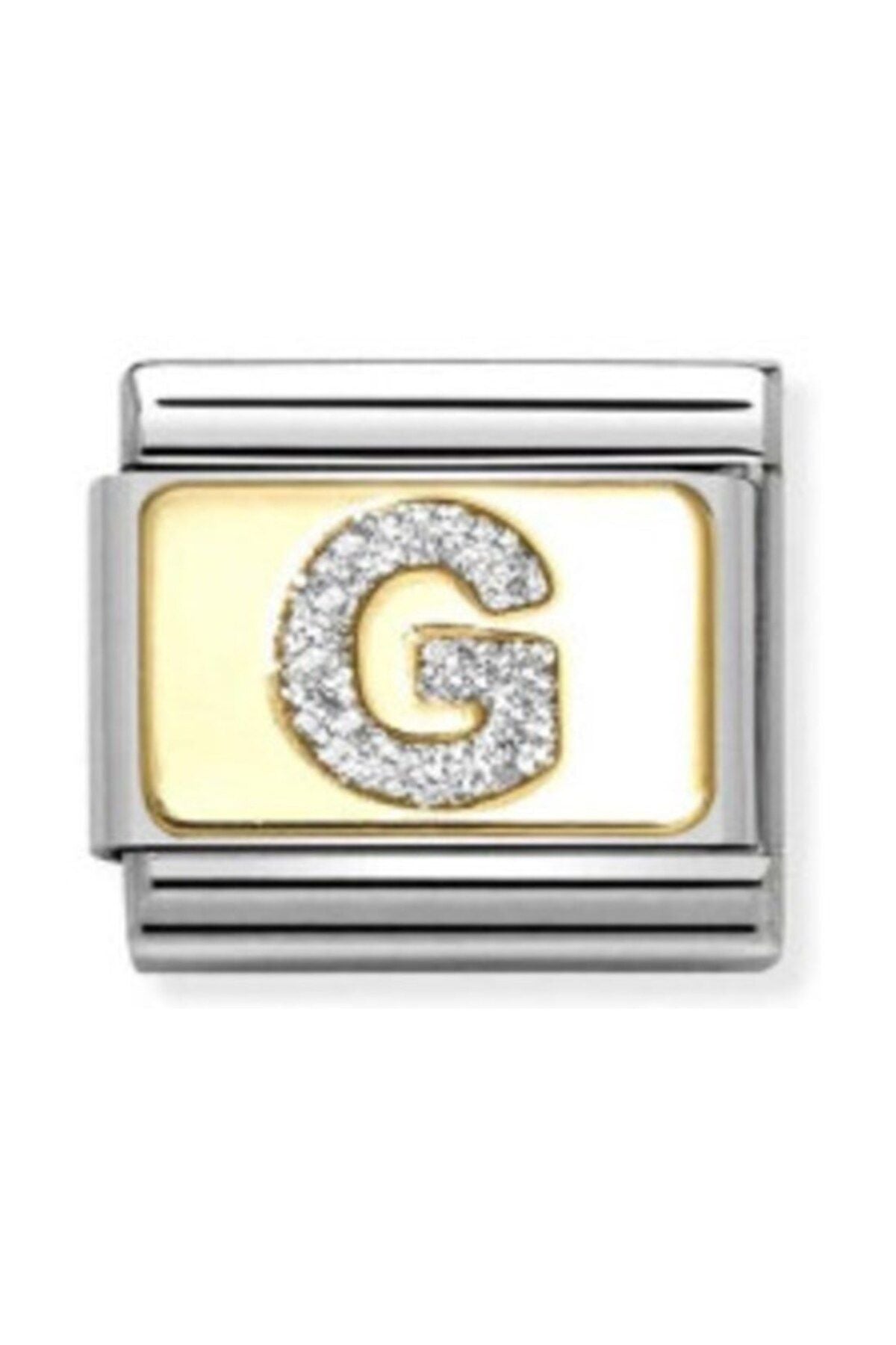 Classic Dekoratif Link - Harfler Pırıltılı - G - (07 G) 18K Altın