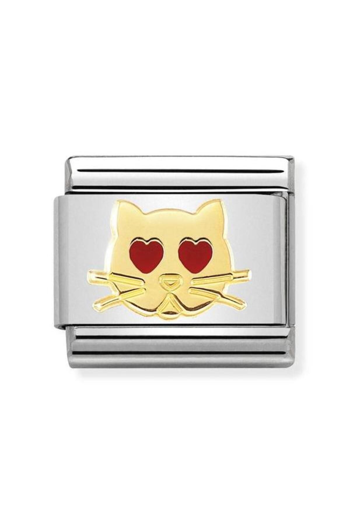 Classic Dekoratif Link - Hayvanlar - Kalp gözlü kedi -  18K Altın