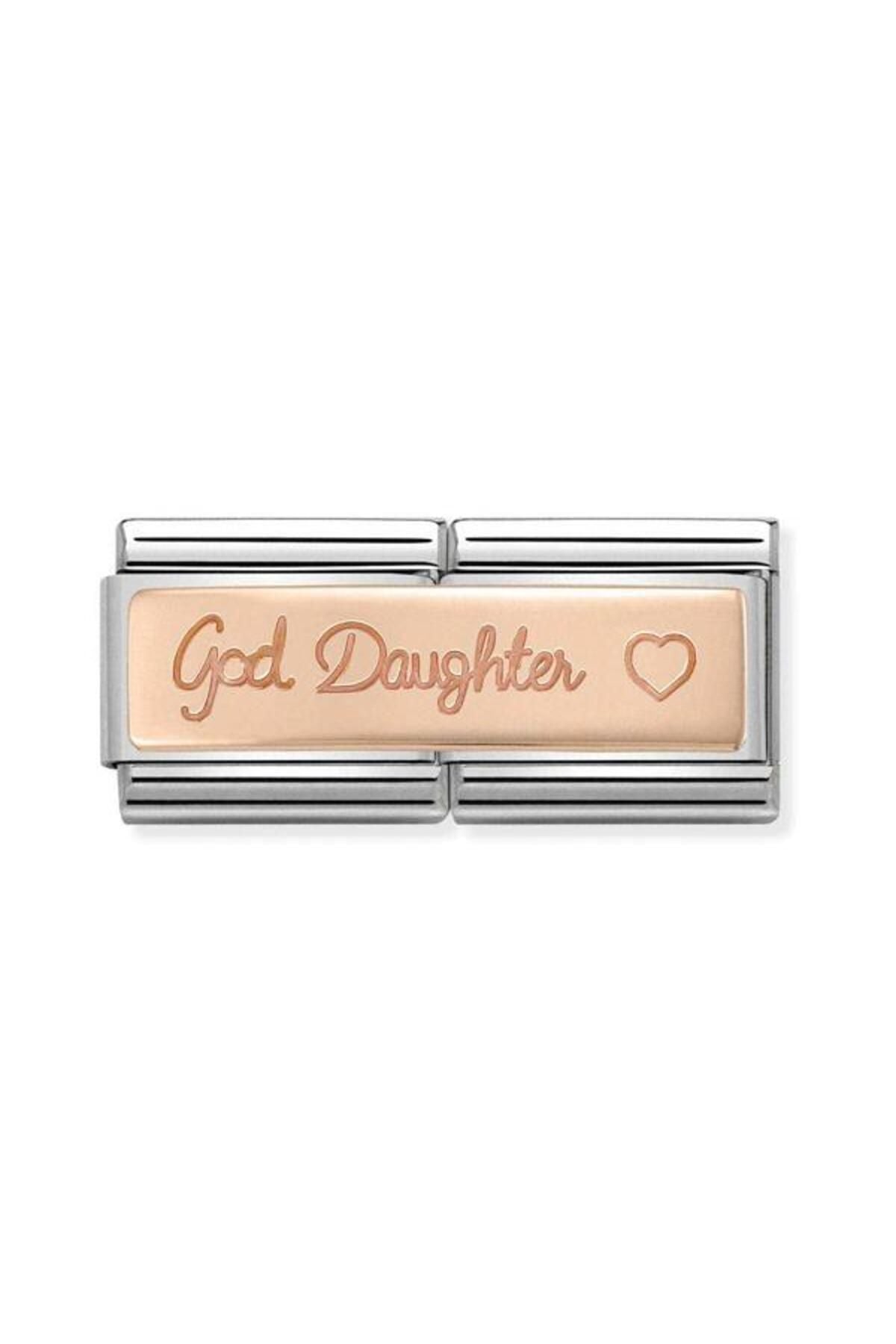 Classic Dekoratif Link - İkili Gravür - God Doughter -  9K Rose Altın