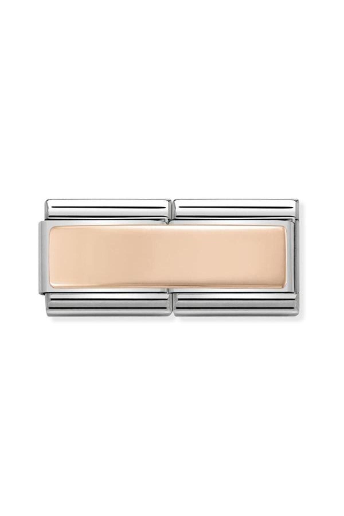 Classic Dekoratif Link - İkili Gravür - Pürüzsüz -  9K Rose Altın