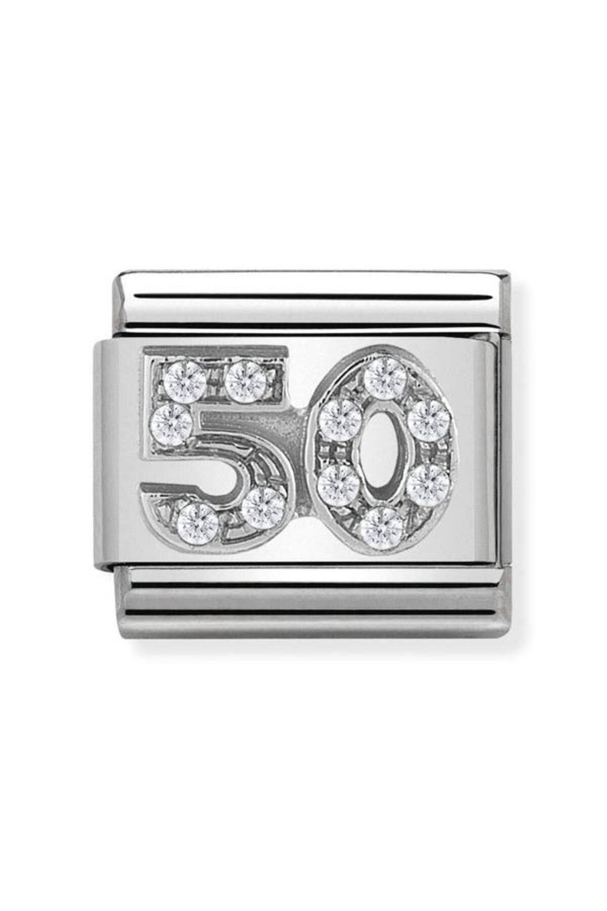 Classic Dekoratif Link - Semboller - 50 - (23 50) 925 Gümüş Zirkon