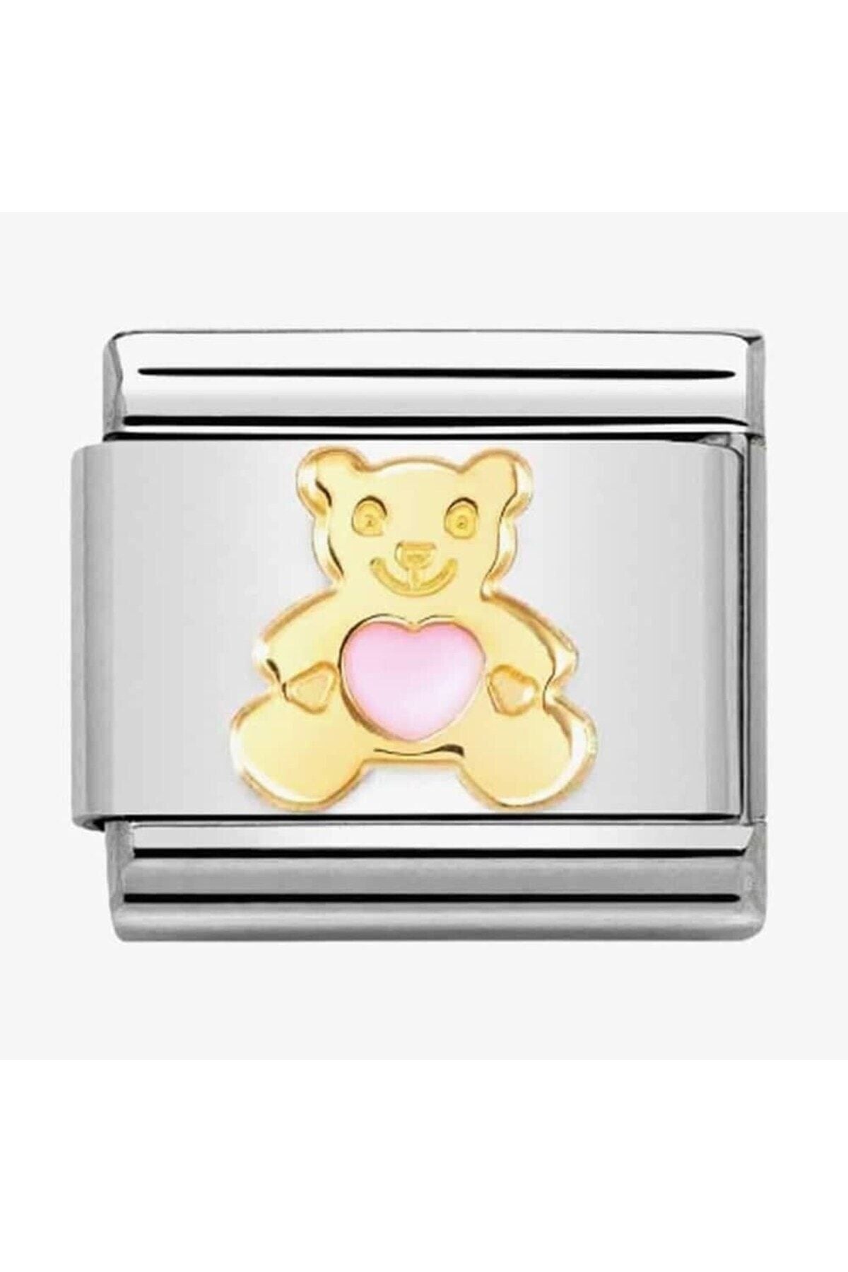 Classic Dekoratif Link - Semboller - Pembe ayı - (64 Pink Bear) 18K Altın