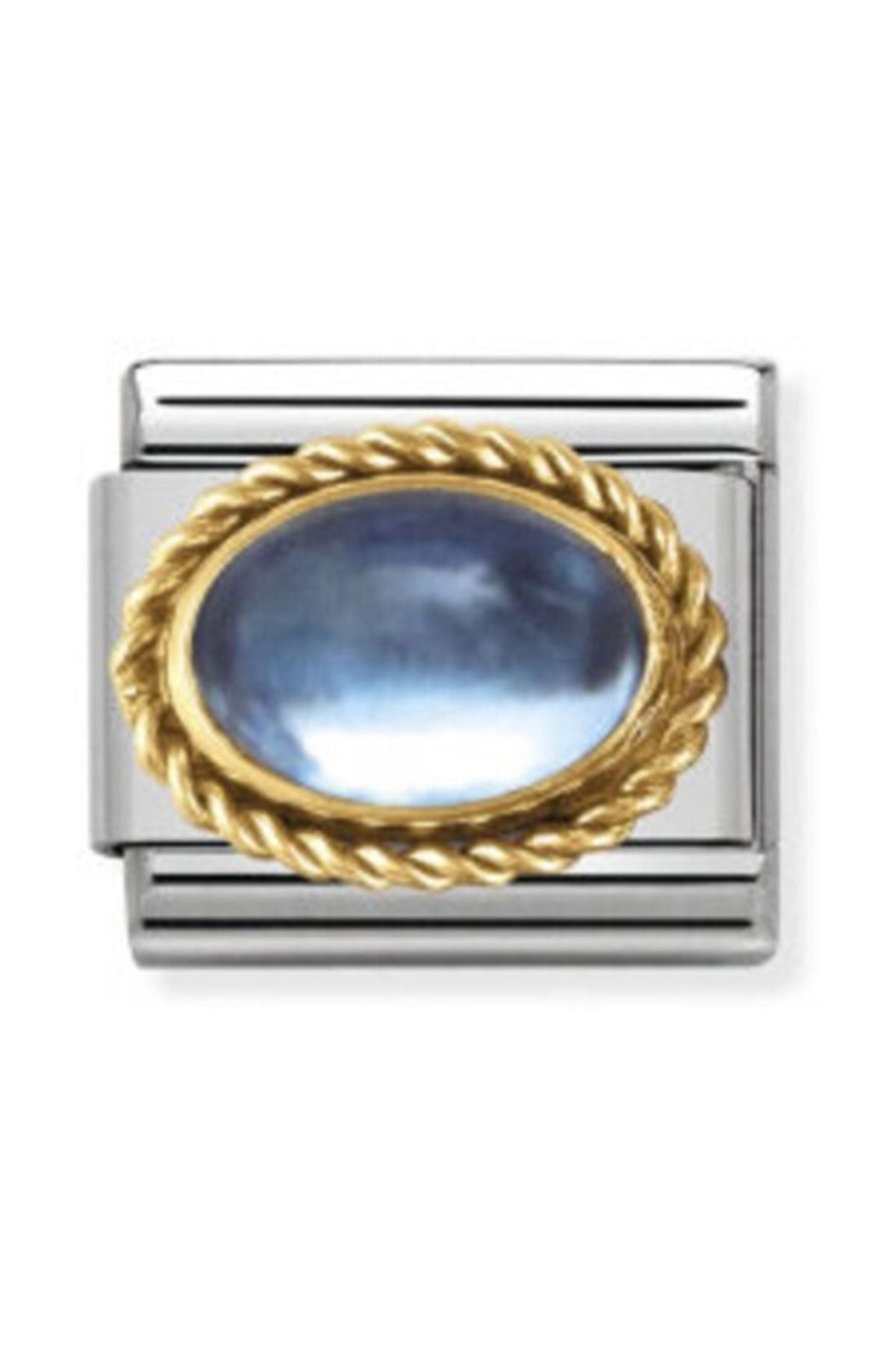 Classic Dekoratif Link - Taşlar Oval - açık mavi topaz -  18K Altın