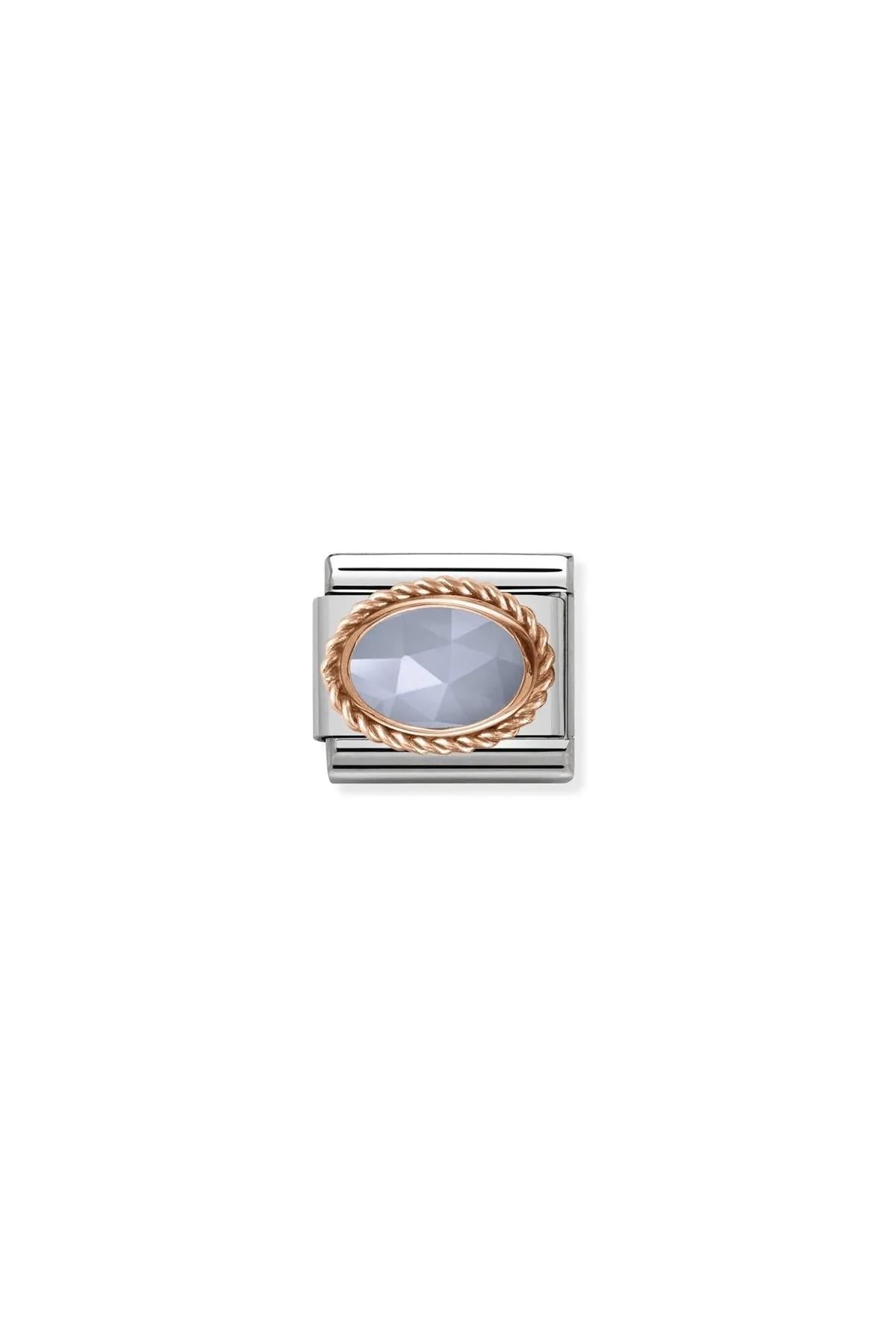 Classic Dekoratif Link - Taşlar Oval - Akik -  9K Rose Altın