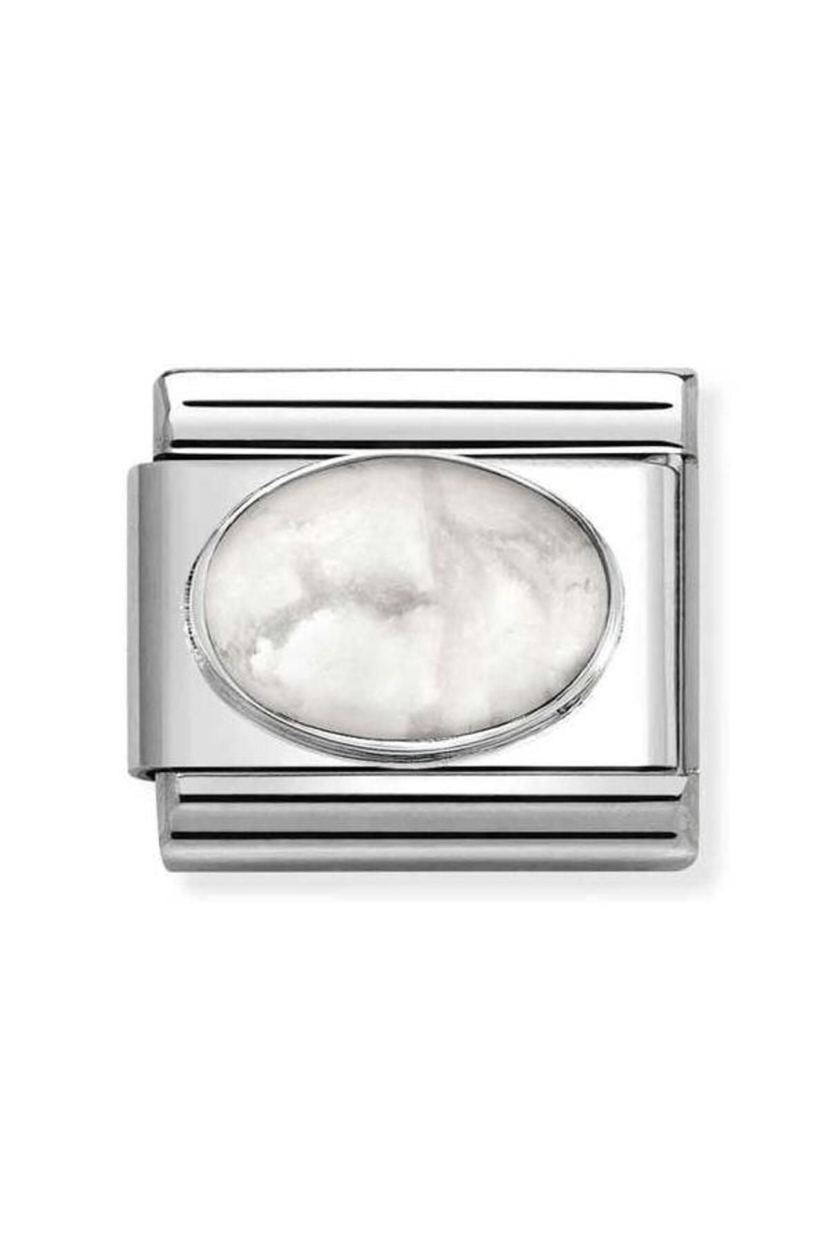 Classic Dekoratif Link - Taşlar Oval - Howlite Mat -  925 Gümüş