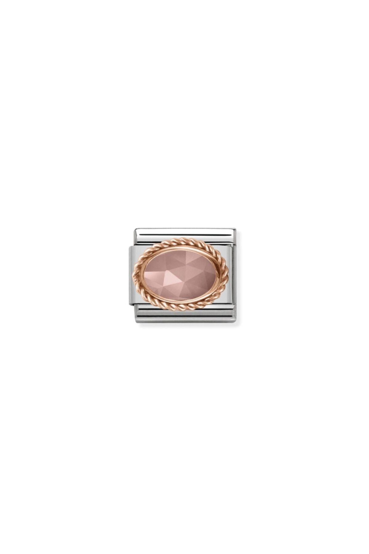 Classic Dekoratif Link - Taşlar Oval - Kalsedon -  9K Rose Altın