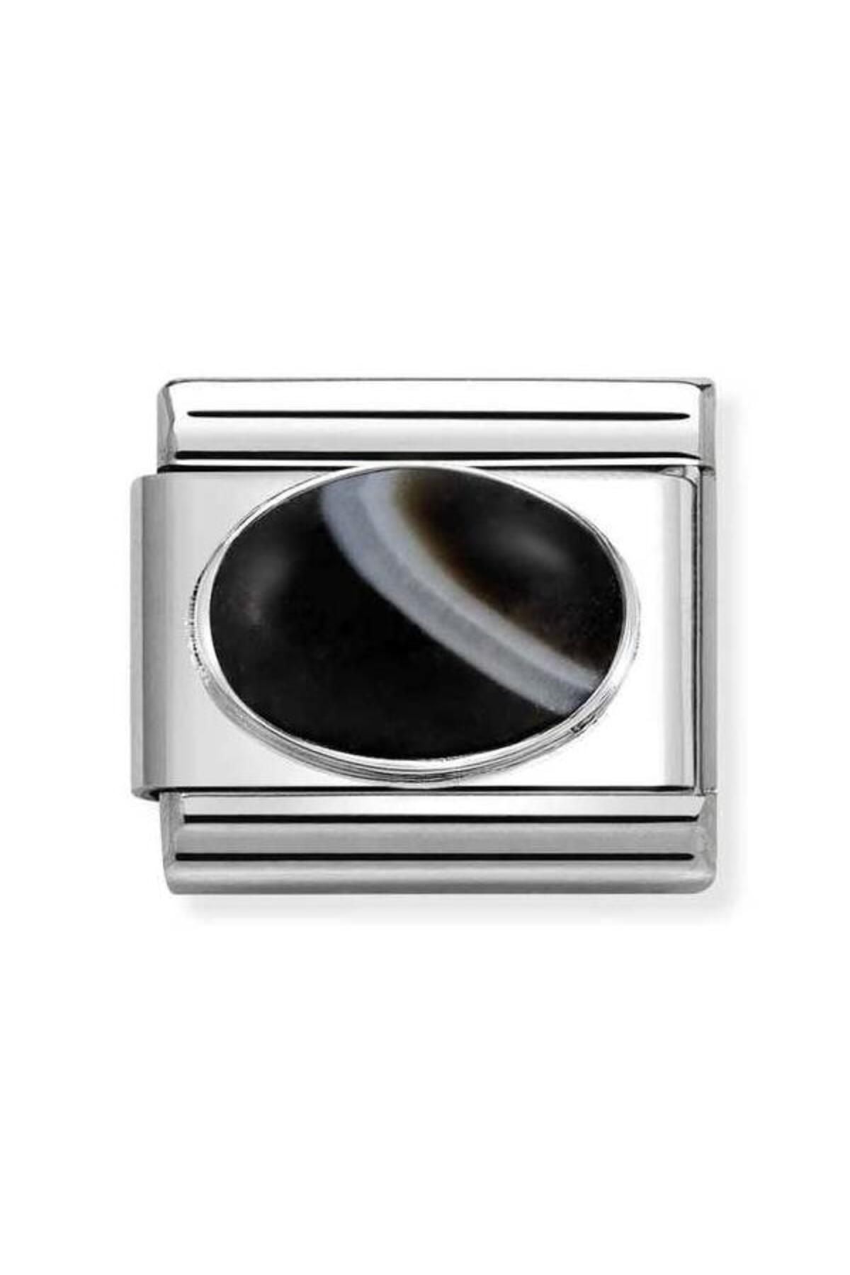Classic Dekoratif Link - Taşlar Oval - Onikx mat -  925 Gümüş