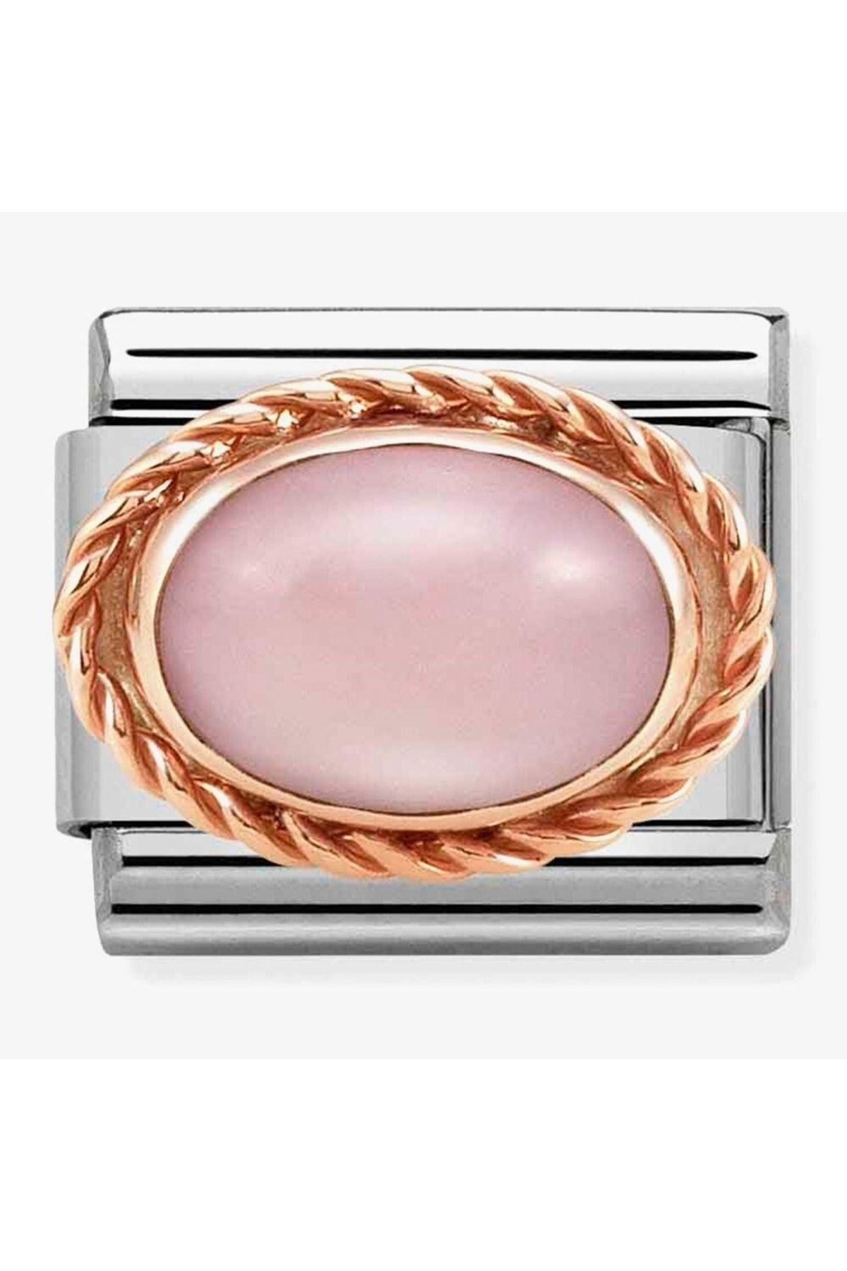 Classic Dekoratif Link - Taşlar Oval - Pembe opal -  9K Rose Altın