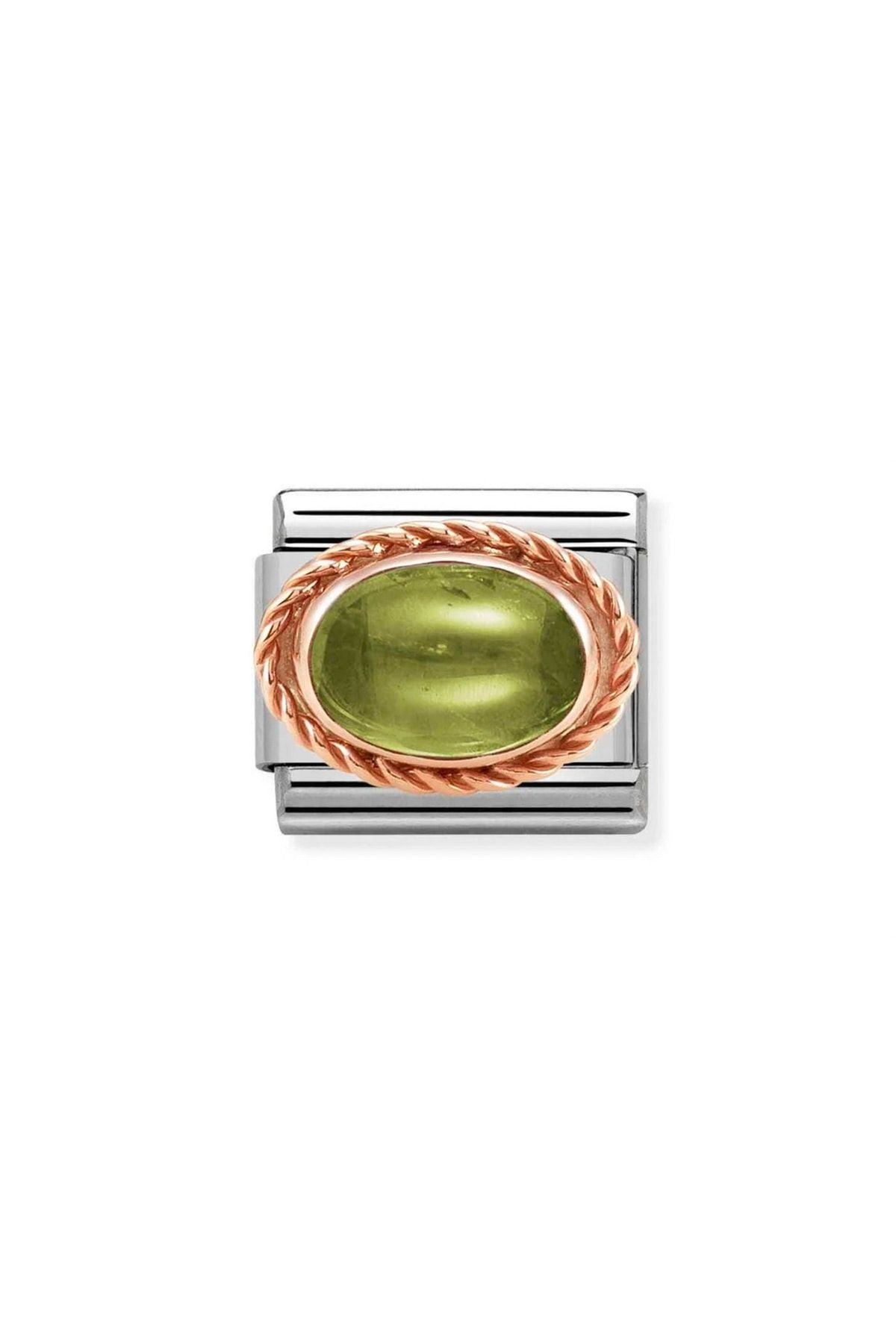 Classic Dekoratif Link - Taşlar Oval - Peridot - (36 PERIDOT) 9K Rose Altın