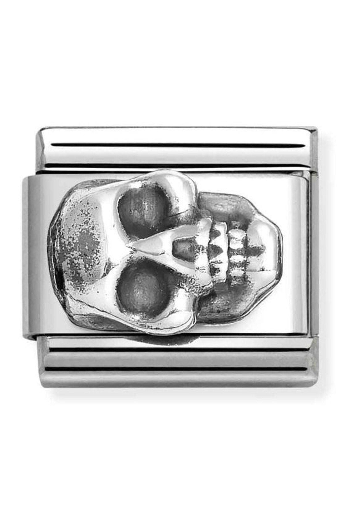 Classic OXIDIZED Semboller Çelik 925 Sterling Gümüş Skull