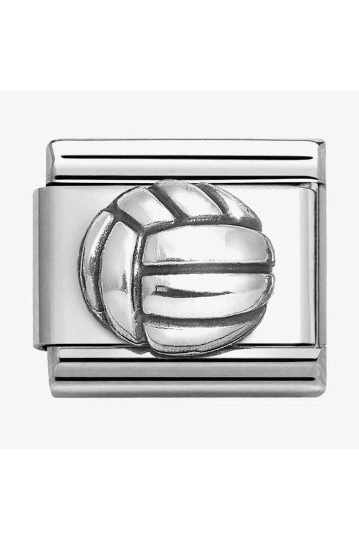 Classic OXIDIZED Semboller Çelik 925 sterling Gümüş Volley ball