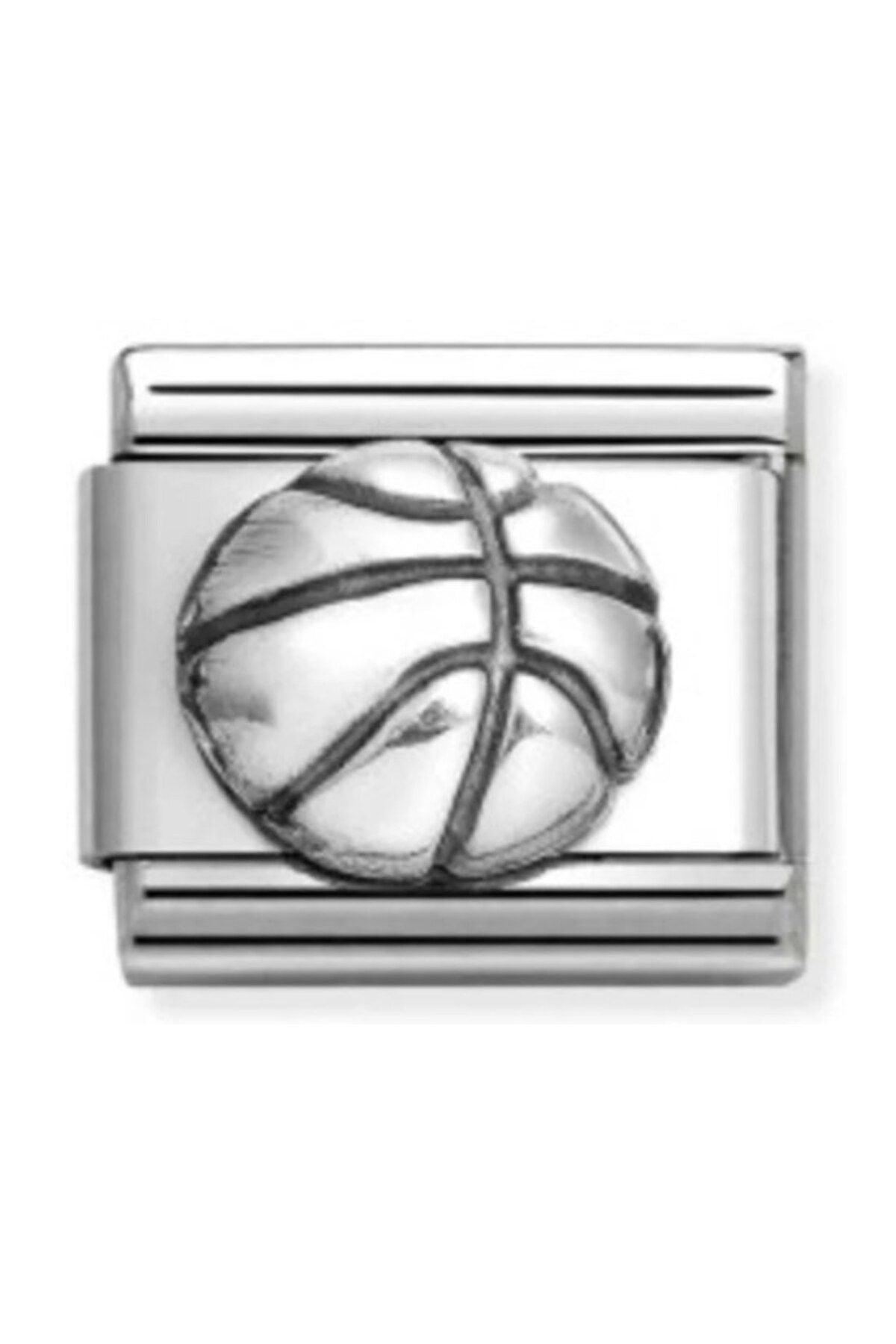 Classic OXIDIZED Semboller in Çelik Ve 925 sterling Gümüş Basketball ball