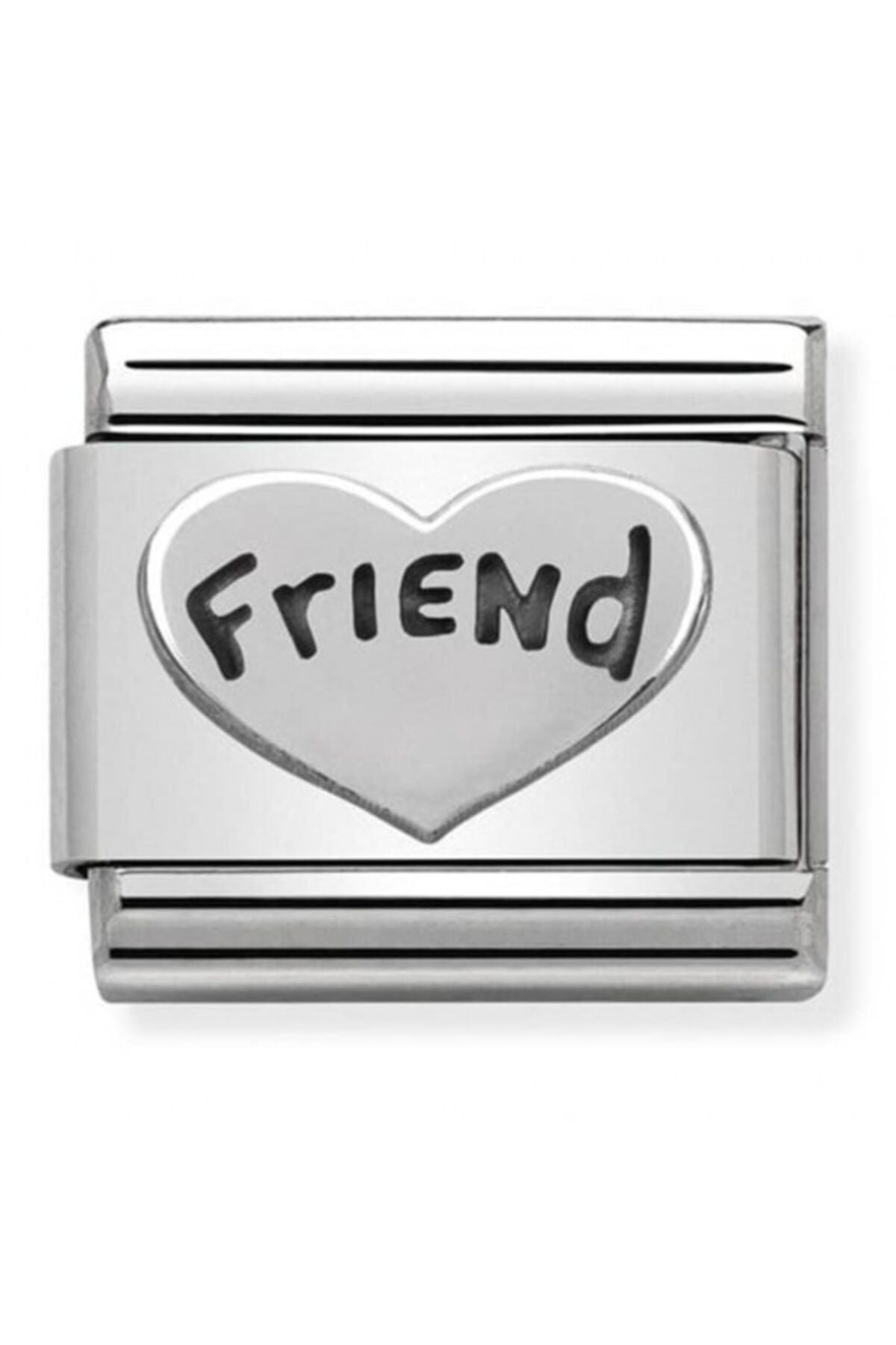 Classıc Silvershine Friend Heart Charm Link Friend