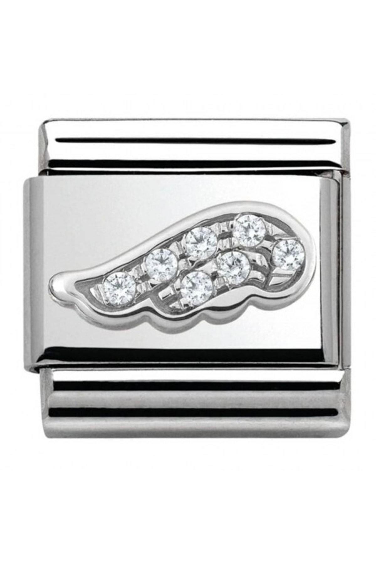 Classıc Silvershine Oxidised White Wing Charm