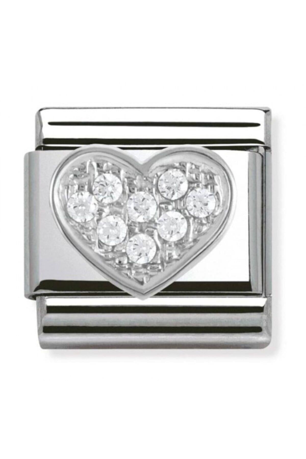 Classıc Silvershine White Cubic Zirconia Heart Charm
