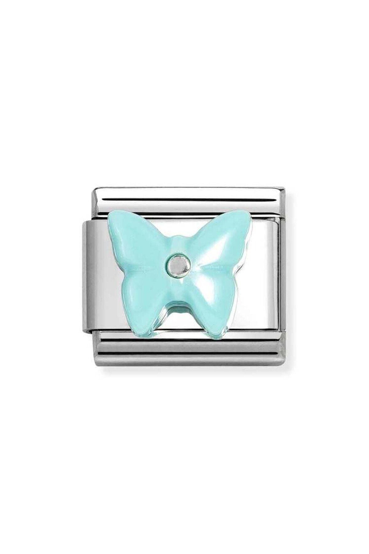 Classic STONE SYMBOLS in steel and 925 sterling silver Butterfly in TURQUOISE RESIN