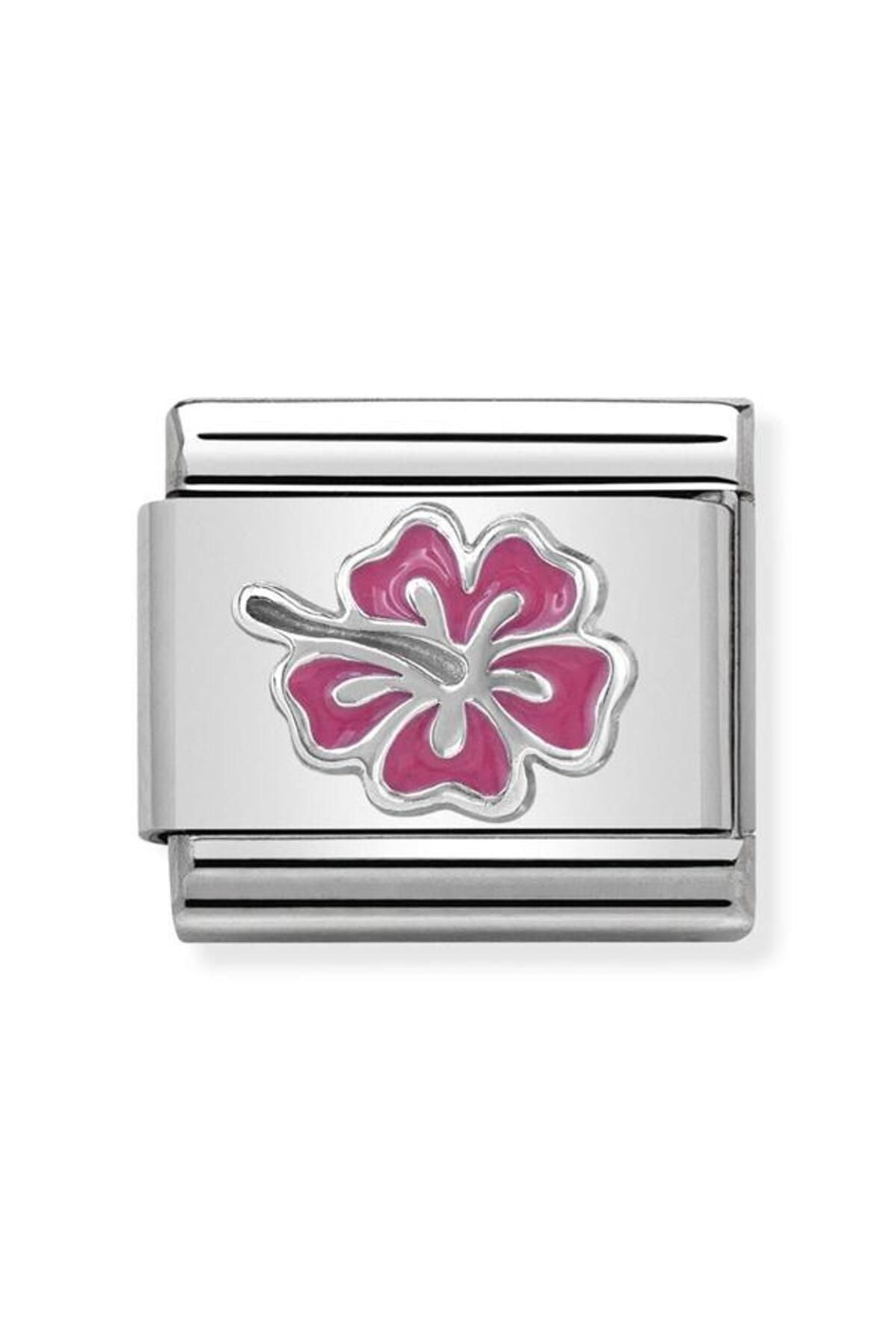 Classic Symbols In Stainless Steel , Enamel And Silver 925 (24_hibiscus Pınk)
