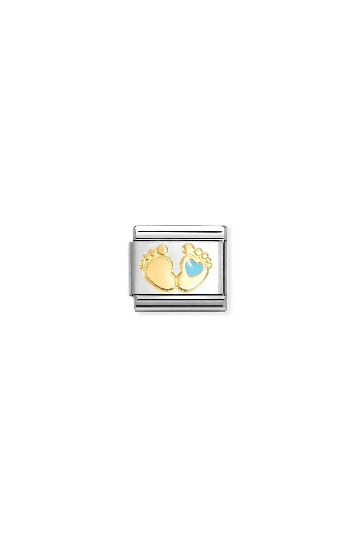 Classic SYMBOLS steel, enamel and 18k gold MOM BLUE heart