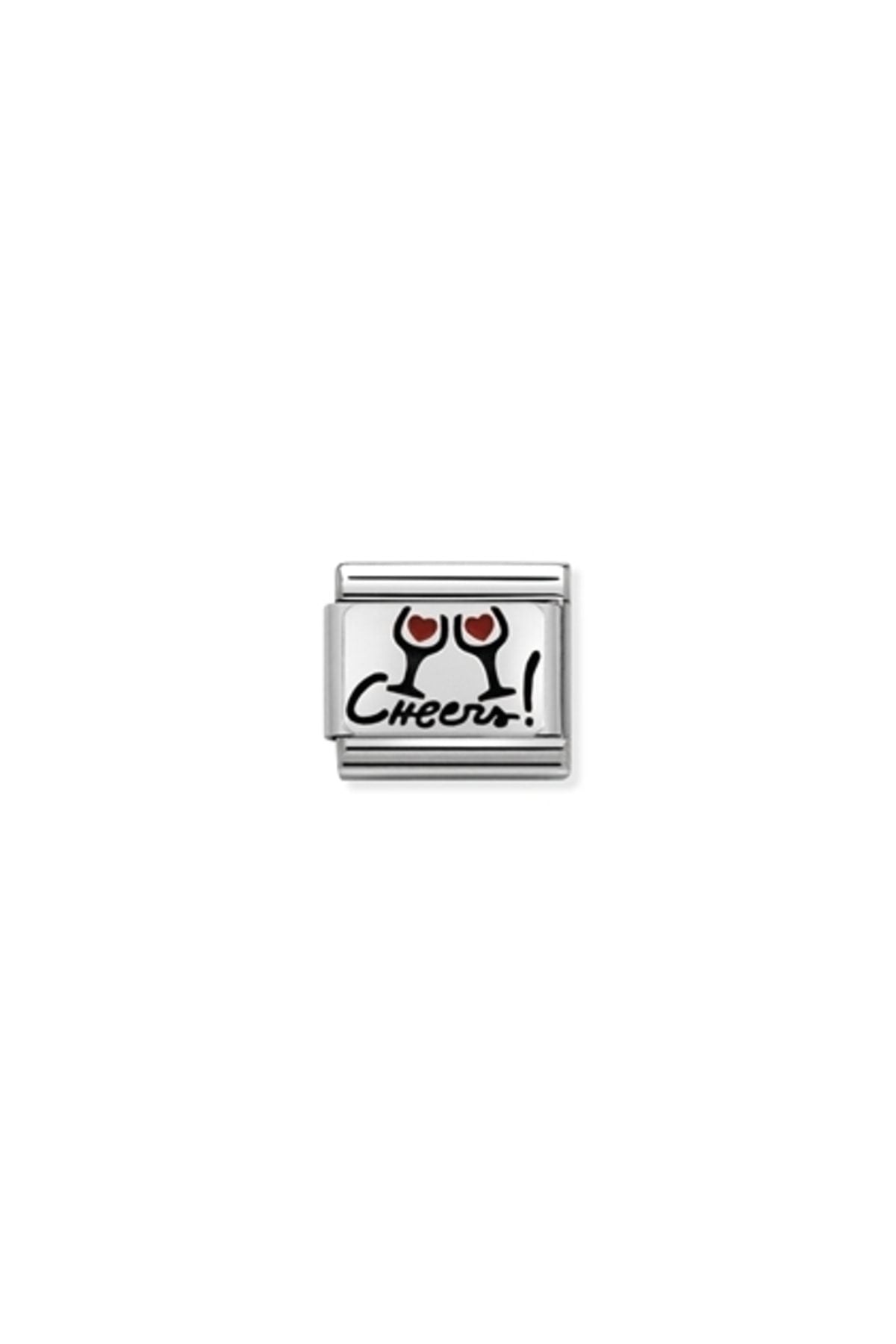 Composable Cl Oxıdızed Plates In Steel, Enamel And 925 Silver (07_cheers With Glasses)