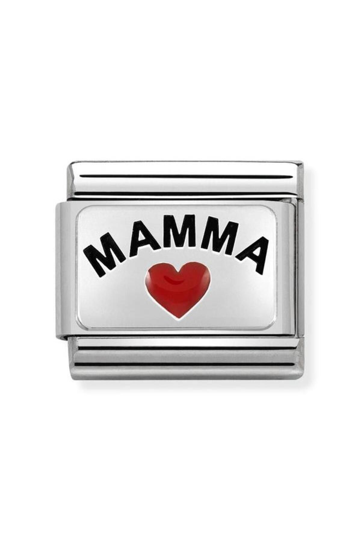 Composable Cl Oxıdızed Plates In Steel, Enamel And 925 Silver 34 mamma With Heart