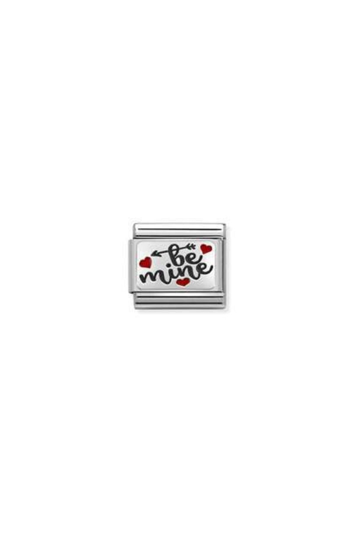 Composable Cl Oxıdızed Plates In Steel, Enamel And 925 Silver (52_be Mine With Hearts)