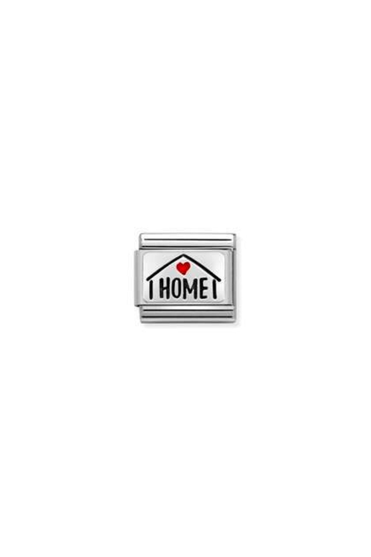 Composable Cl Oxıdızed Plates In Steel, Enamel And 925 Silver (54_home With Heart)