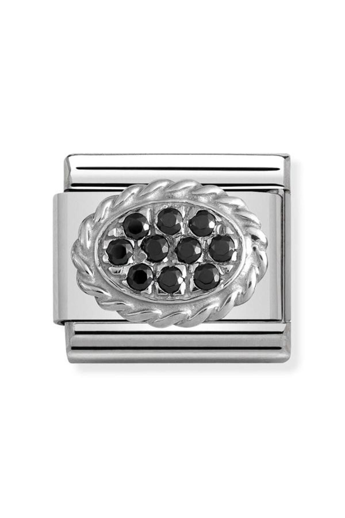 Composable Cl Pave Steel, Cub, Zirconia And 925 Silver (04_oval Black)