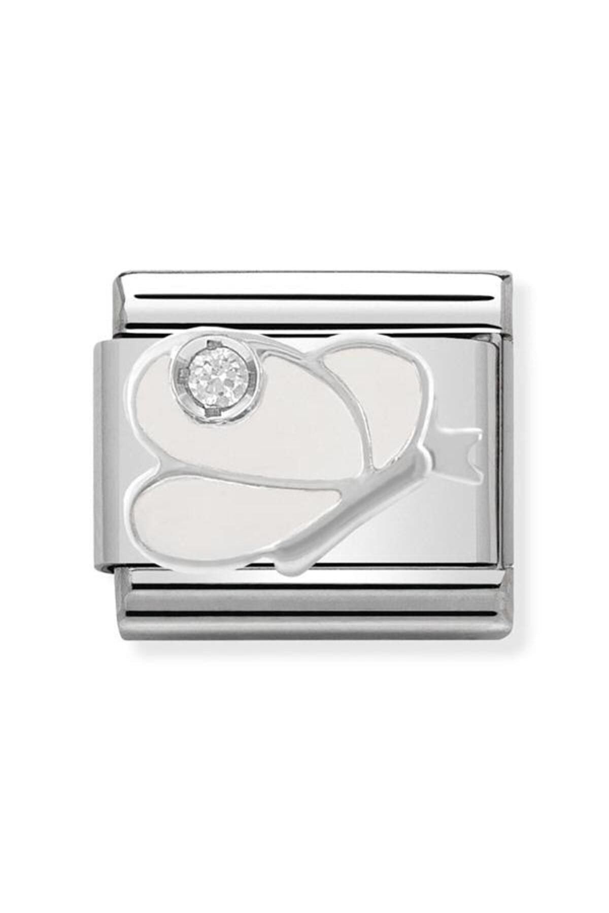 Composable Cl Simbols Paslanmaz Çelik, Emaye, 1 Yavru, Zirc Ve 925 Sterling Gümüş Beyaz Kelebek