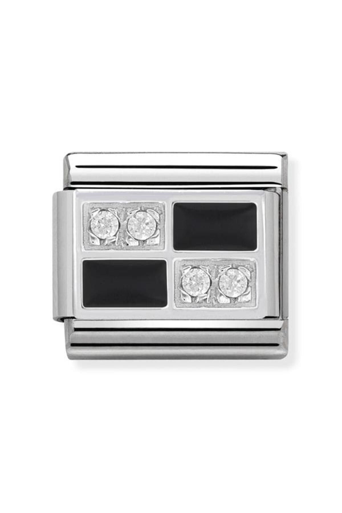 Composable Cl Sımbols Stainless Steel, Enamel, Cub, Zirc And 925 Silver (01_black Chessboard)