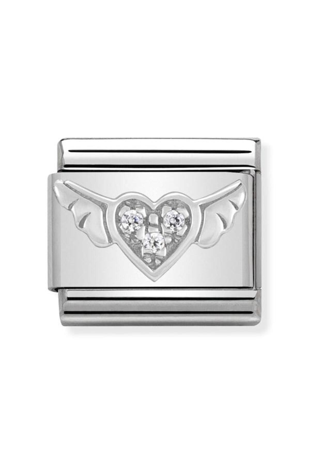 Composable Cl Symbols Steel , Cubic Zirconia And Silver 925 (12_flying Heart With Cz)