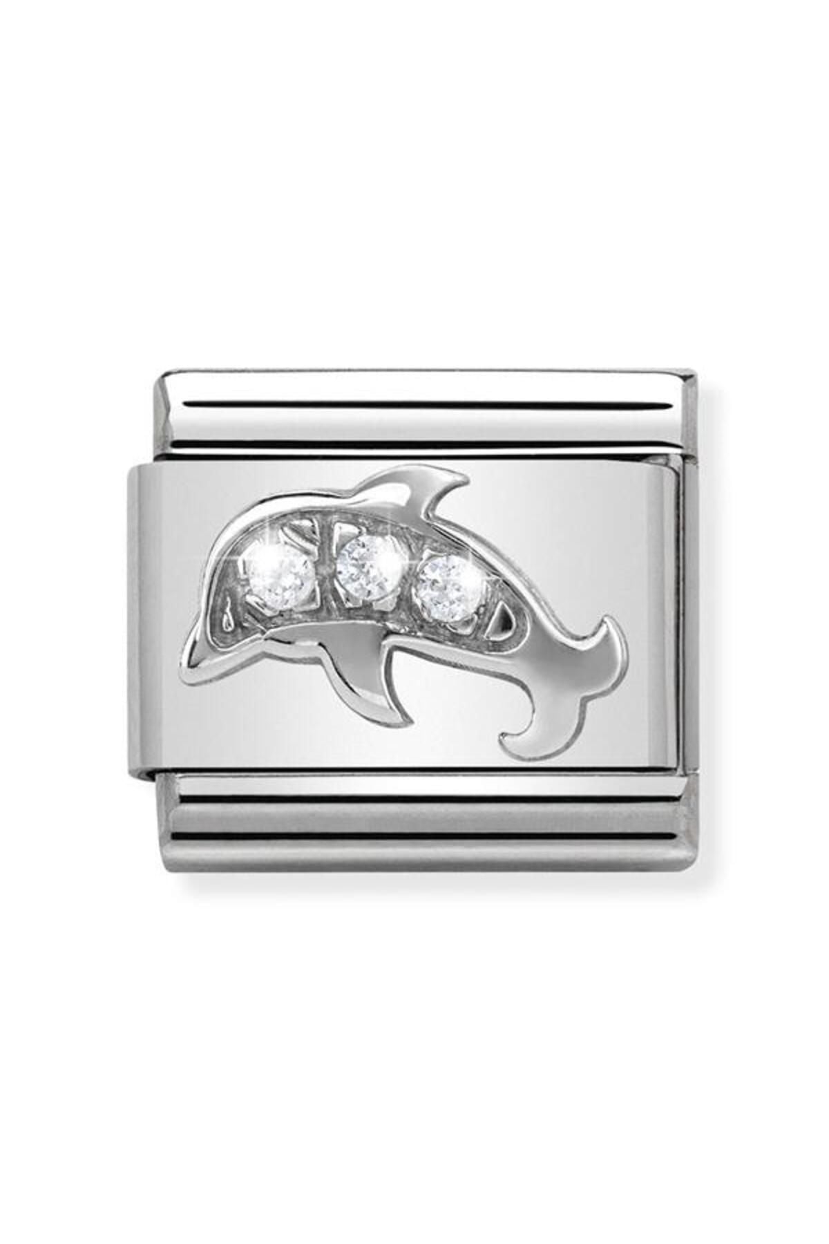 Composable Cl Symbols Steel , Cubic Zirconia And Silver 925 (13_dolphin)