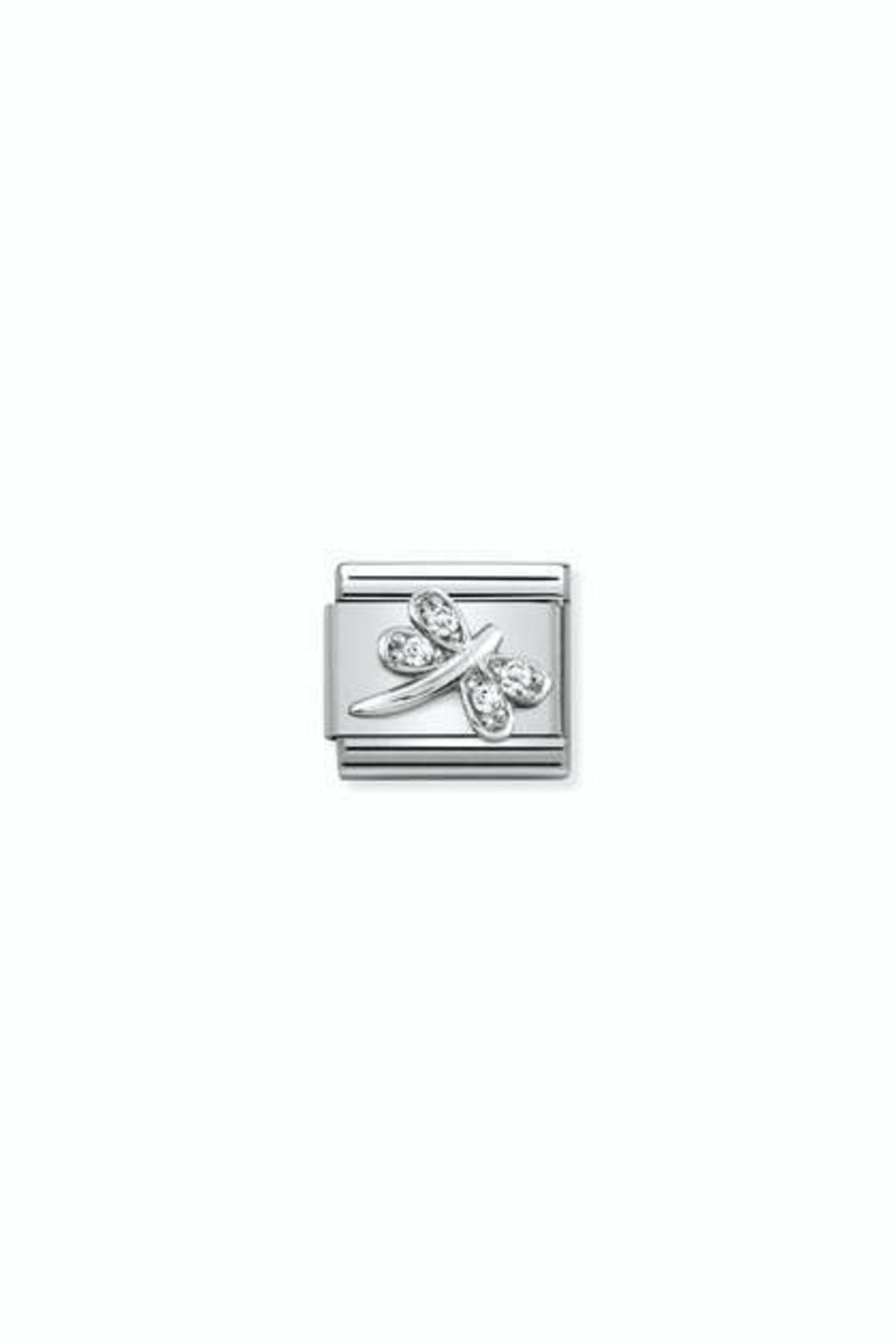 Composable Cl Symbols Steel , Cubic Zirconia And Silver 925 (38_whıte Dragonfly)