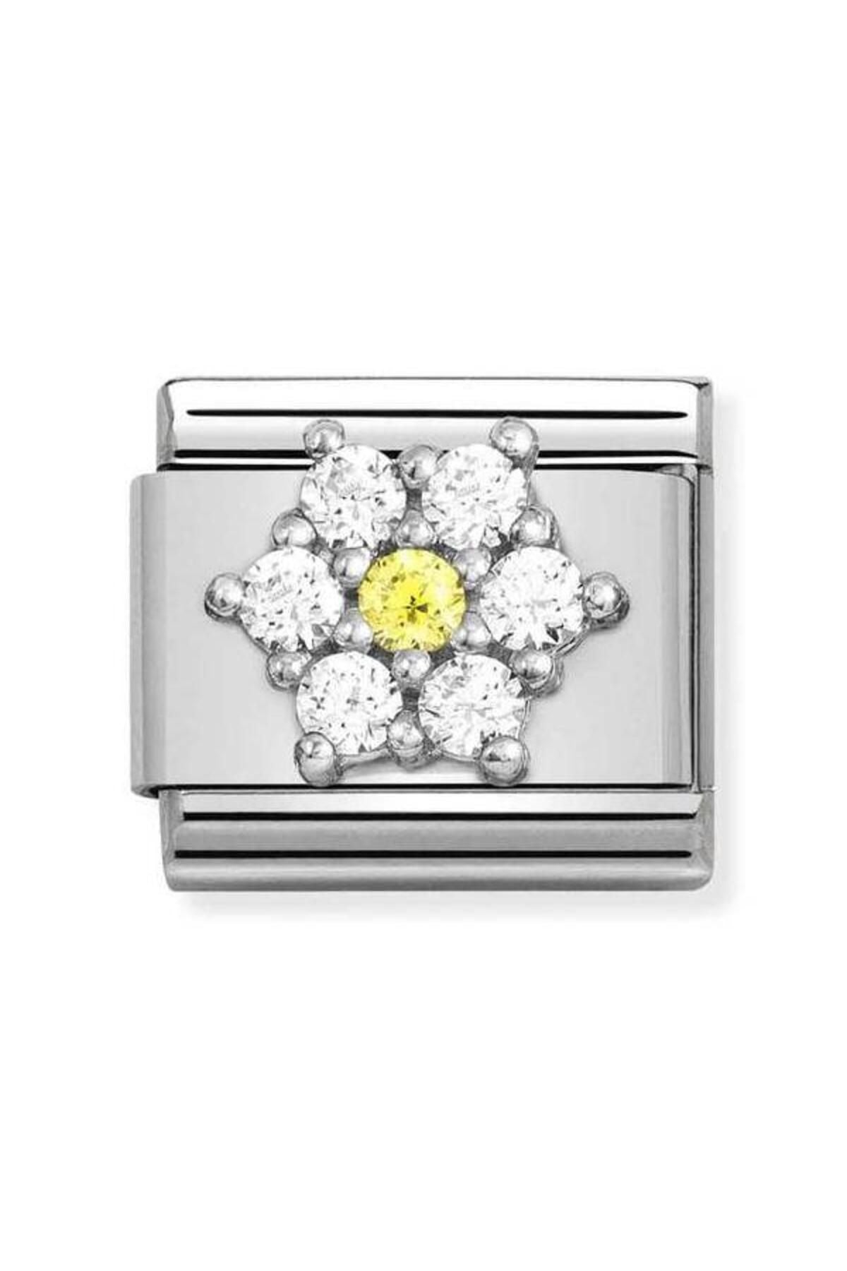 Composable Cl Symbols Steel, Cz And Silver 925 Rıch (01_whıte And Yellow Flower)